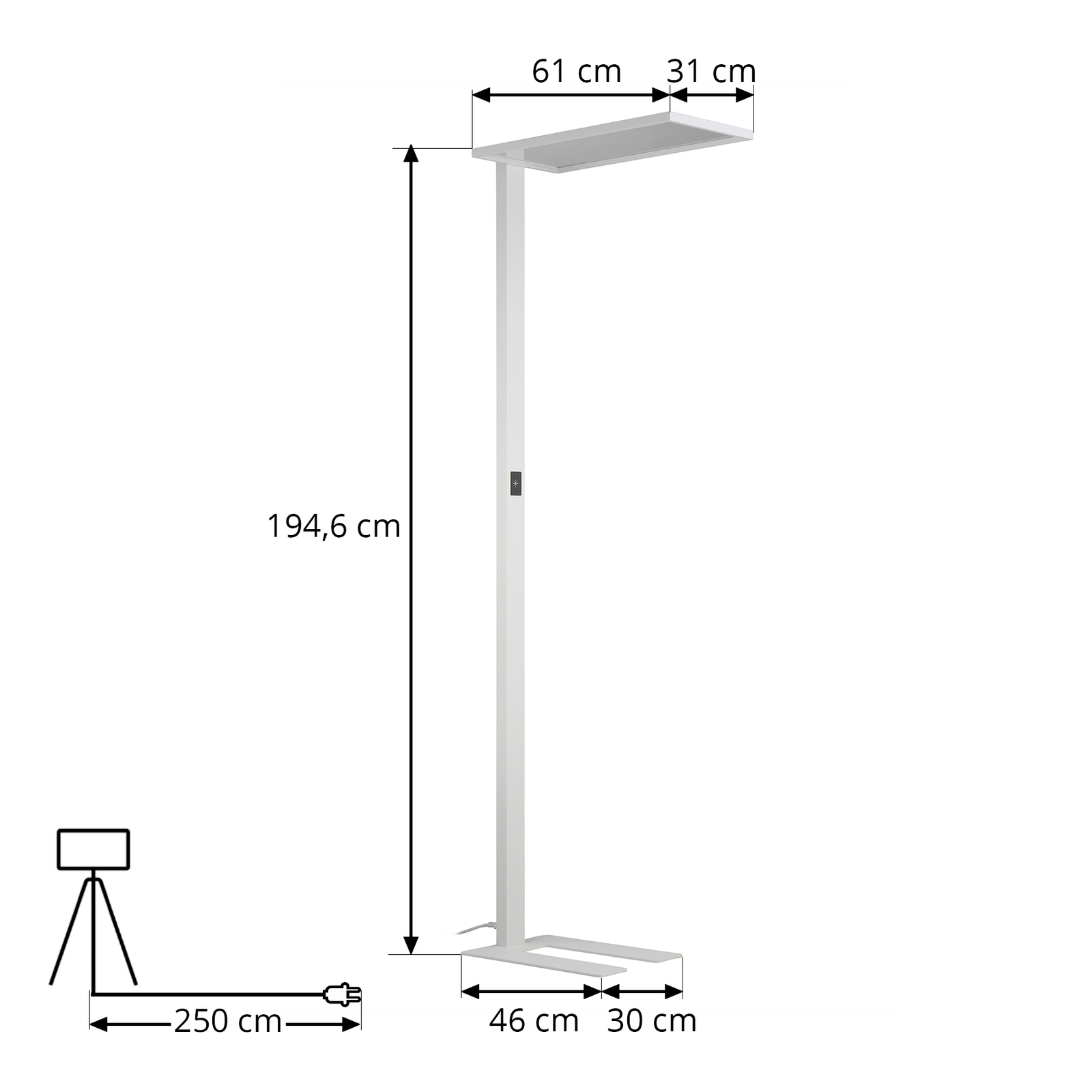 Kancelářská stojací lampa Prios Taronis LED, stmívač, bílá