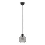 Suspension Dasmina, Ø 20 cm, gris fumé/noir, verre, E27