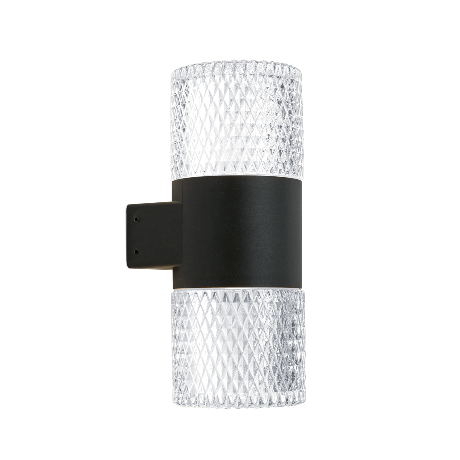 LED outdoor wall lamp Mondo, black, height 20.4 cm, aluminium, 2-bulb.