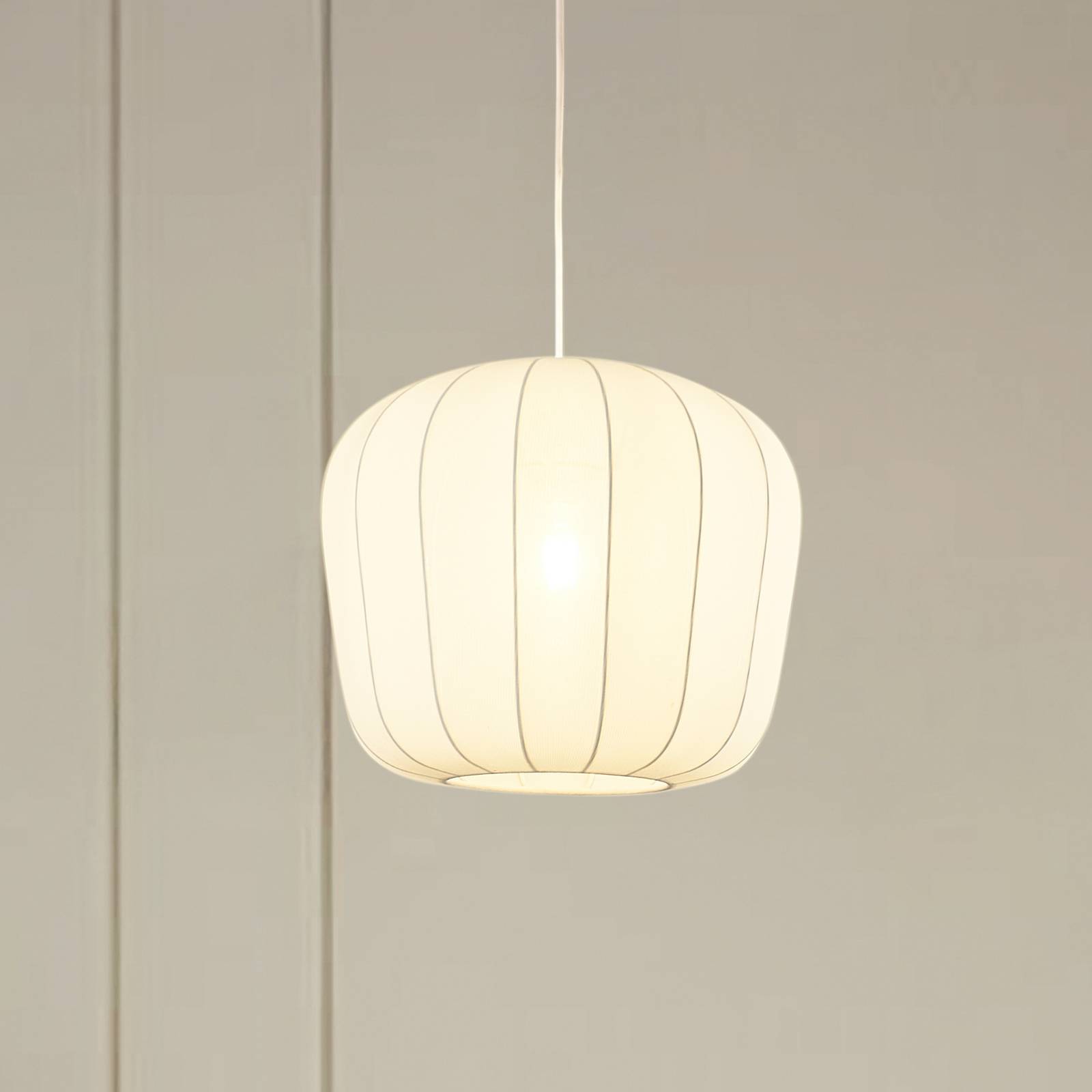 Lindby Hängeleuchte Helin, weiß, Ø 35 cm, Stoff günstig online kaufen