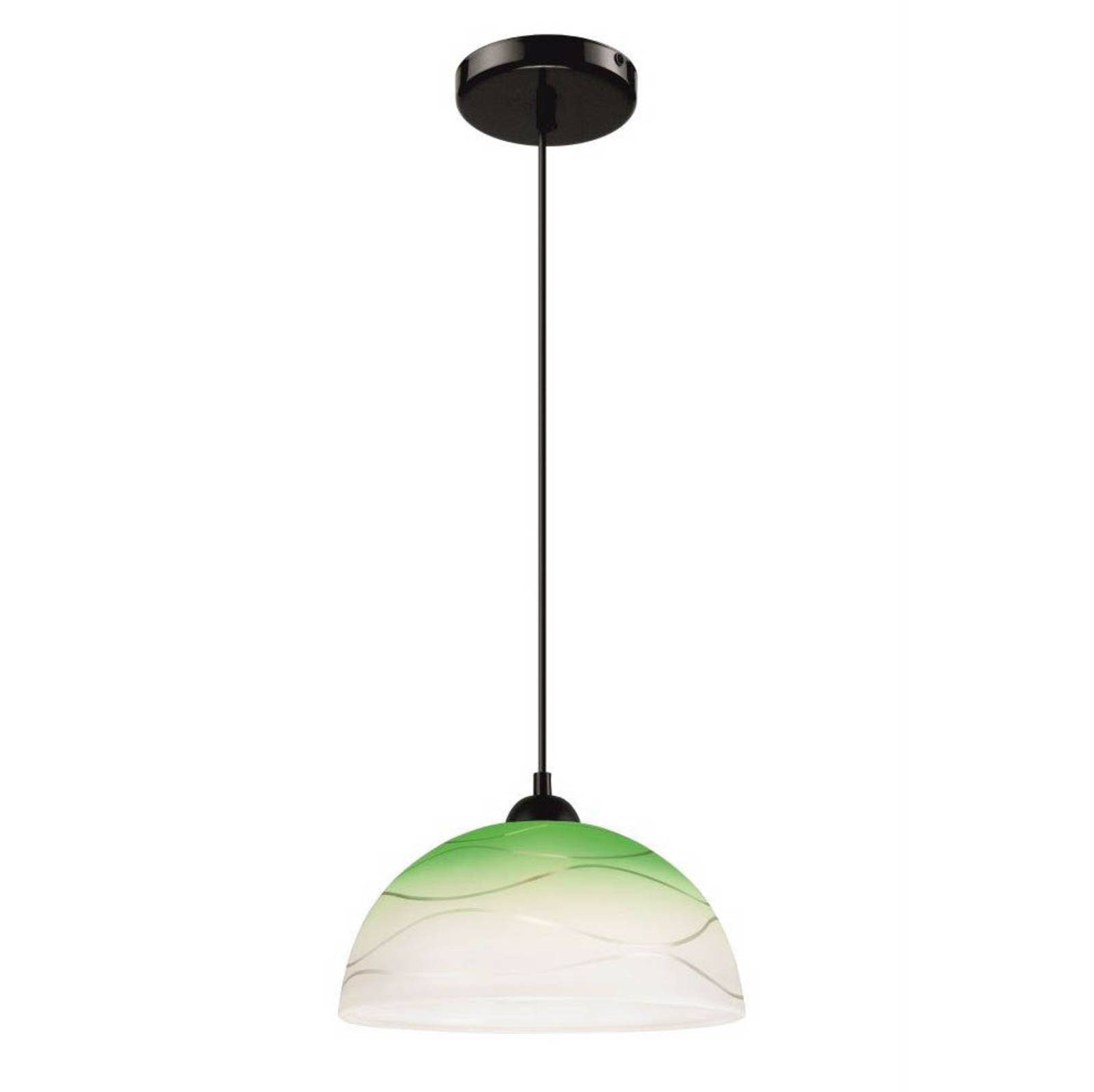 Hanglamp Fibi van glas met golfmotief, groen
