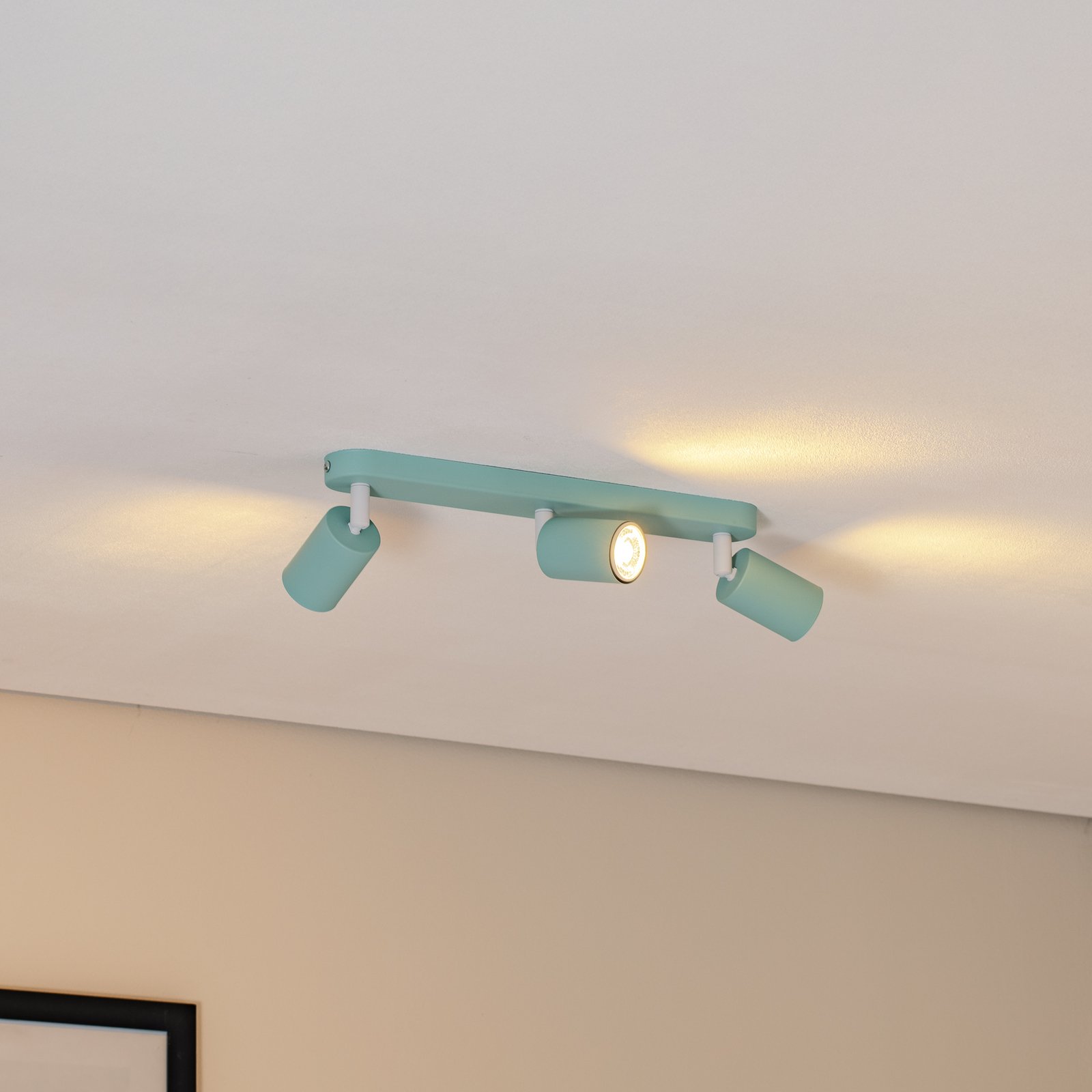Stropni reflektor Livia, mint zelena, 52 cm, 3 žarulje, metal, GU10
