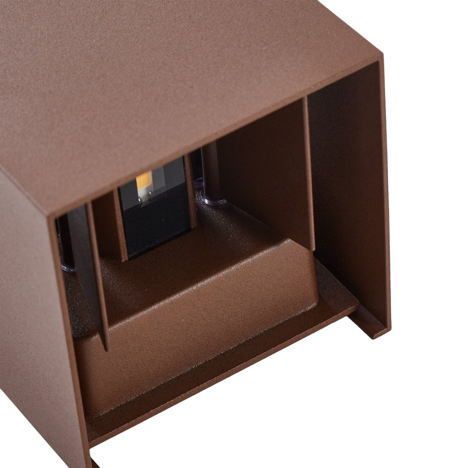 Nivar Square LED Buiten Wandlamp Rust Brown - Lindby