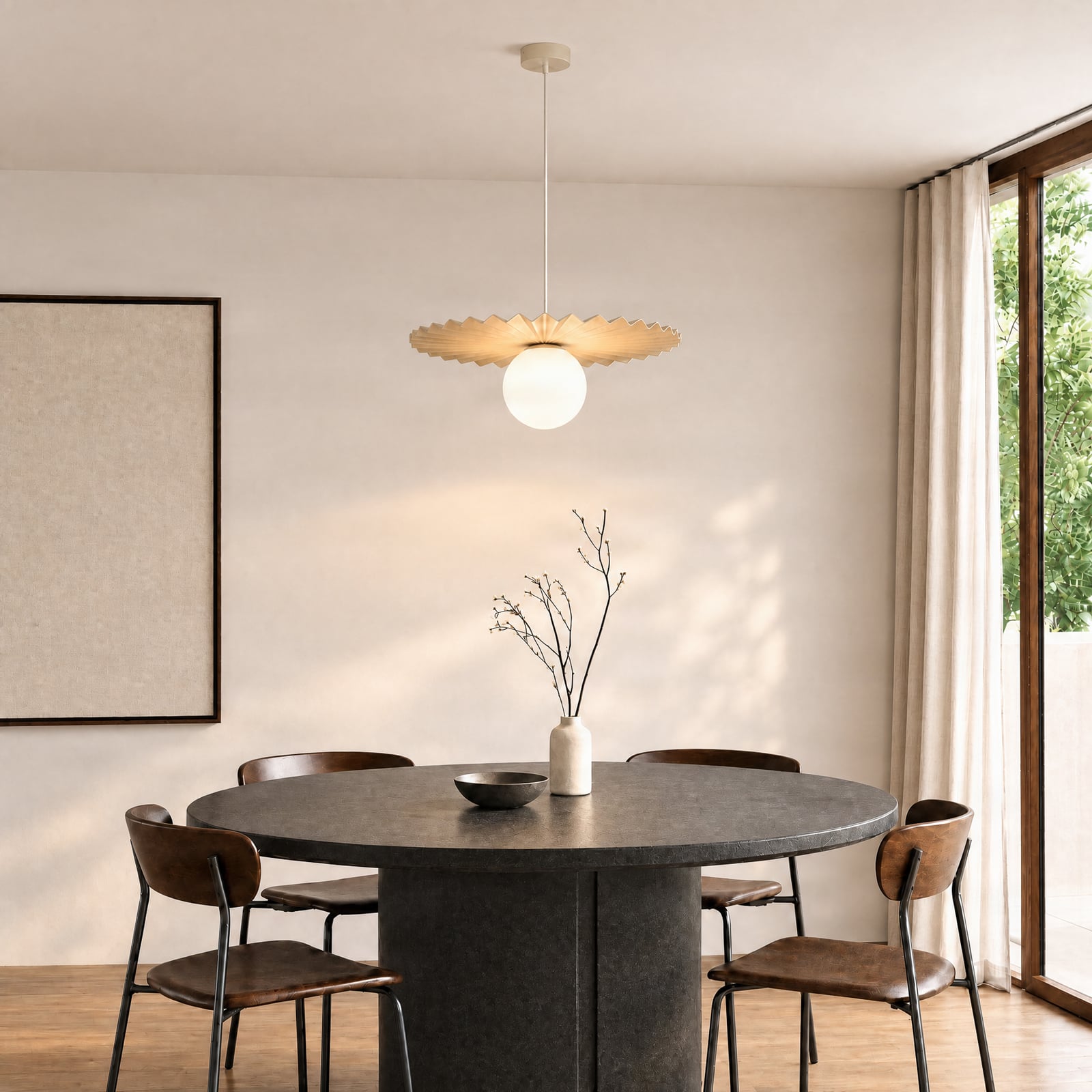 Suspension Fiore, gris-beige, Ø 40 cm, verre Suspension Fiore, gris-beige, Ø 40 cm, verre