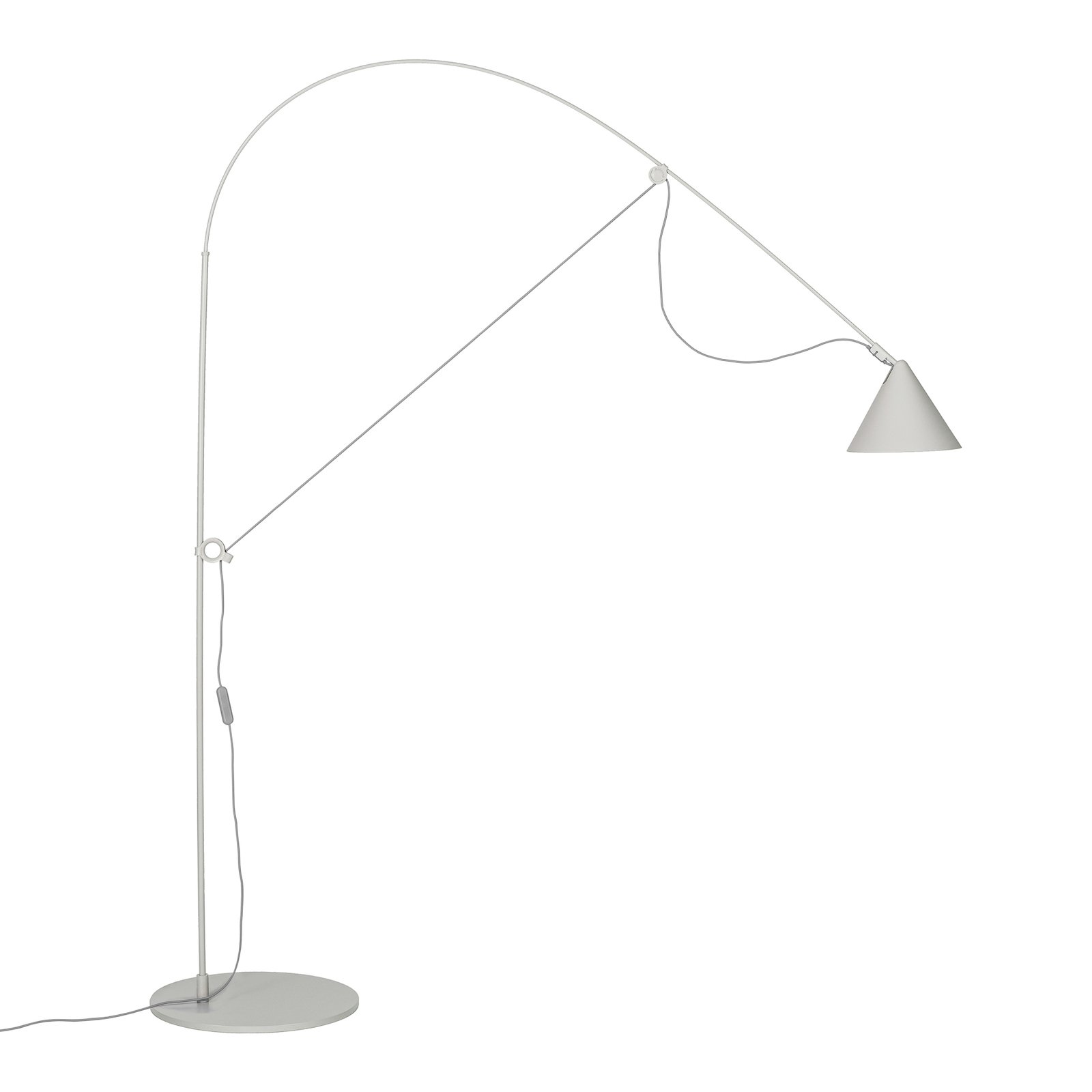 midgard LED floor lamp AYNO L, grey/grey, 3,000 K, 166 cm