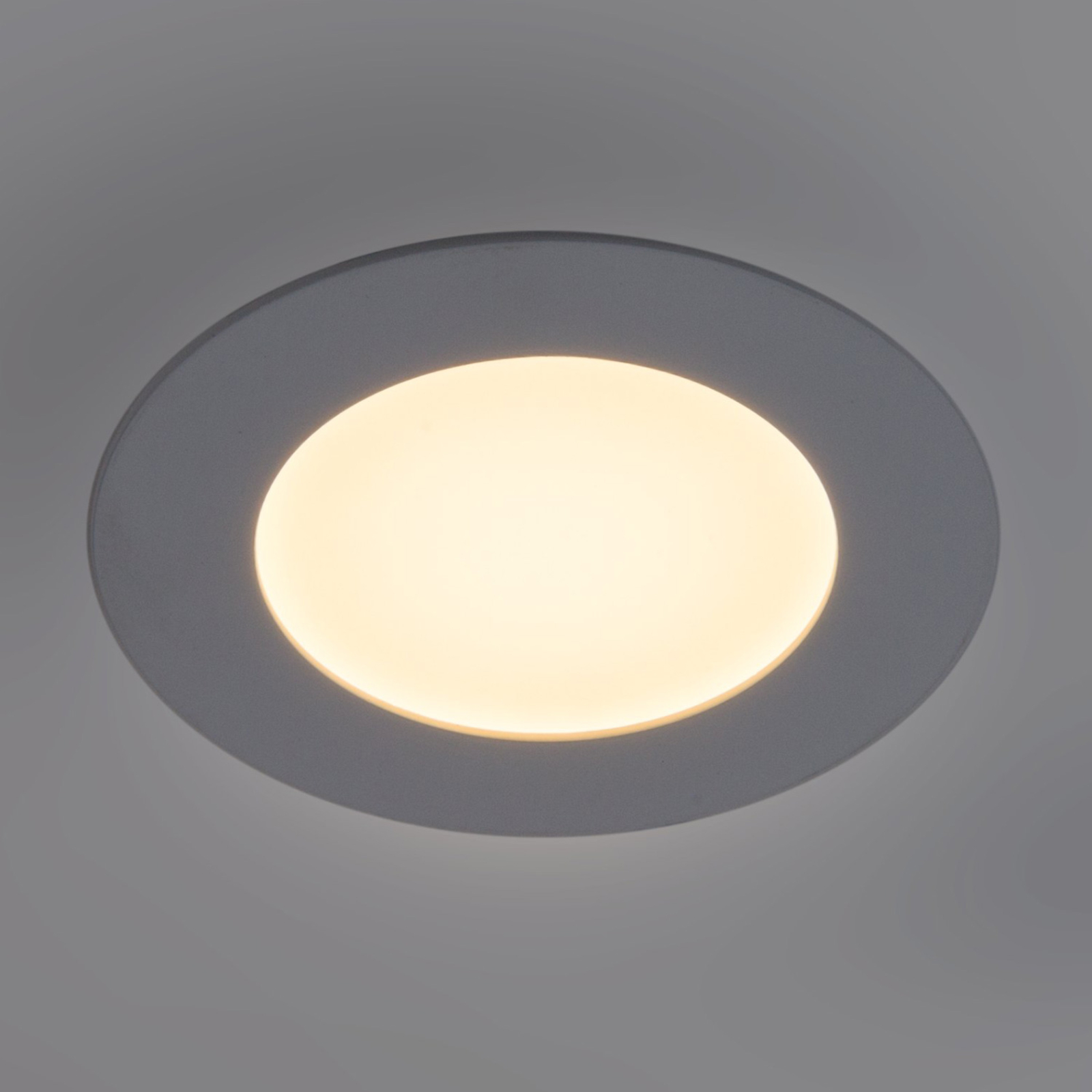 Heitronic Lyon LED panel round Ø 12 cm dimmable, for Workroom / Office, die-cast aluminium, 6 W, energy efficiency: A, H: 0.3 cm