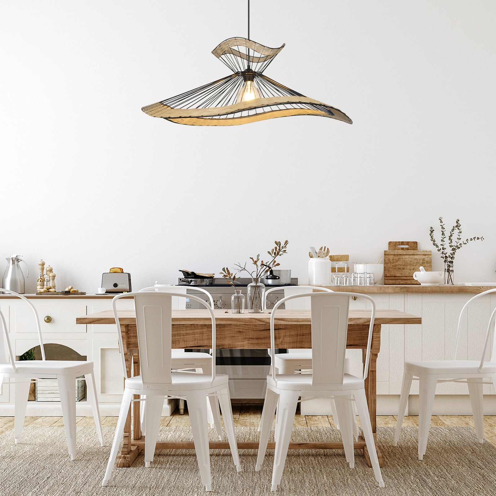 Pakabinamas šviestuvas „Mekong“, juodos spalvos, aukštis 30 cm, metalas/rotangas Pakabinamas šviestuvas „Mekong“, juodos spalvos, aukštis 30 cm, metalas/rotangas