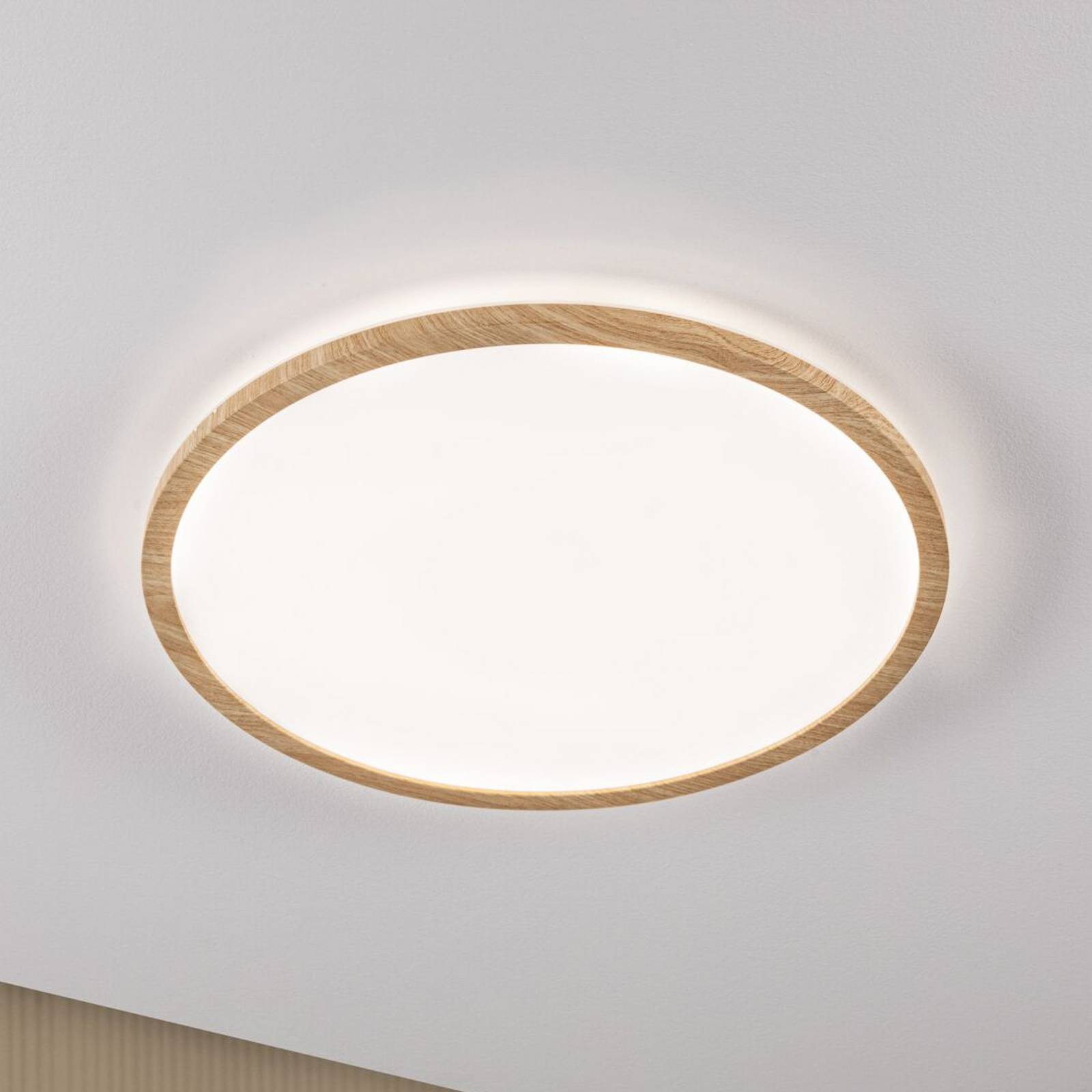 Panel LED Paulmann Atria Shine, średnica 42 cm, wykończenie drewniane, stopień