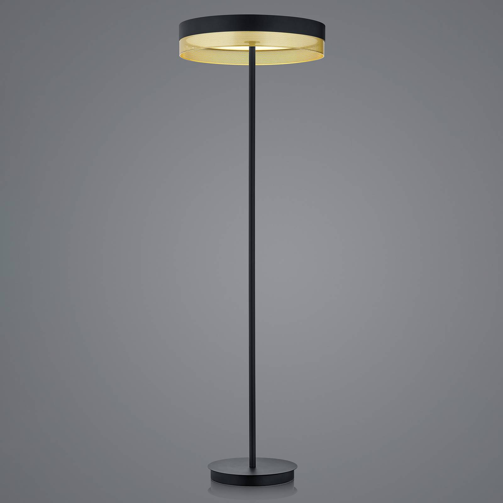 HELL Stojací lampa LED Mesh, dotykový stmívač, černá/zlatá