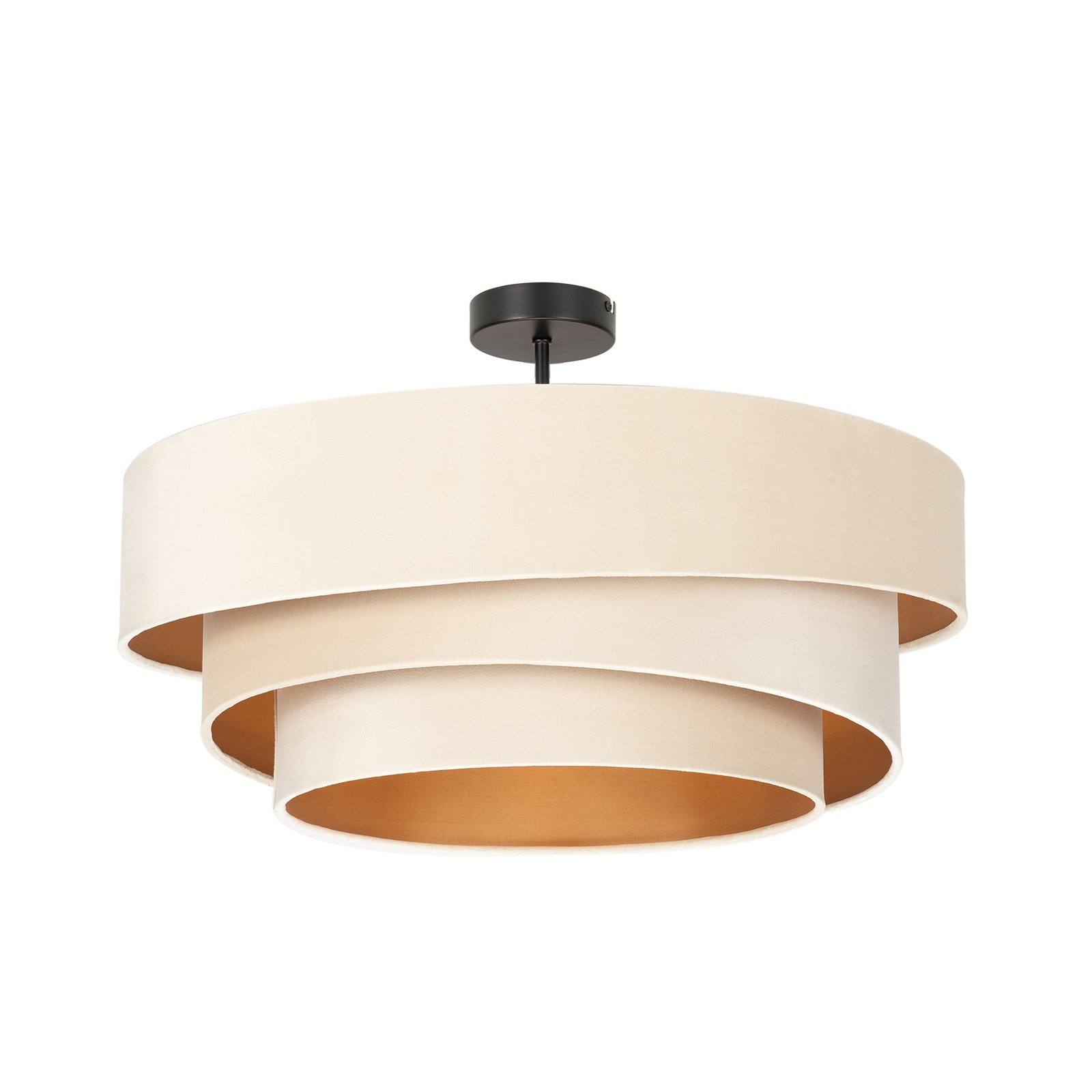 Lindby Jusari plafondlamp, crème, textiel, Ø 56cm