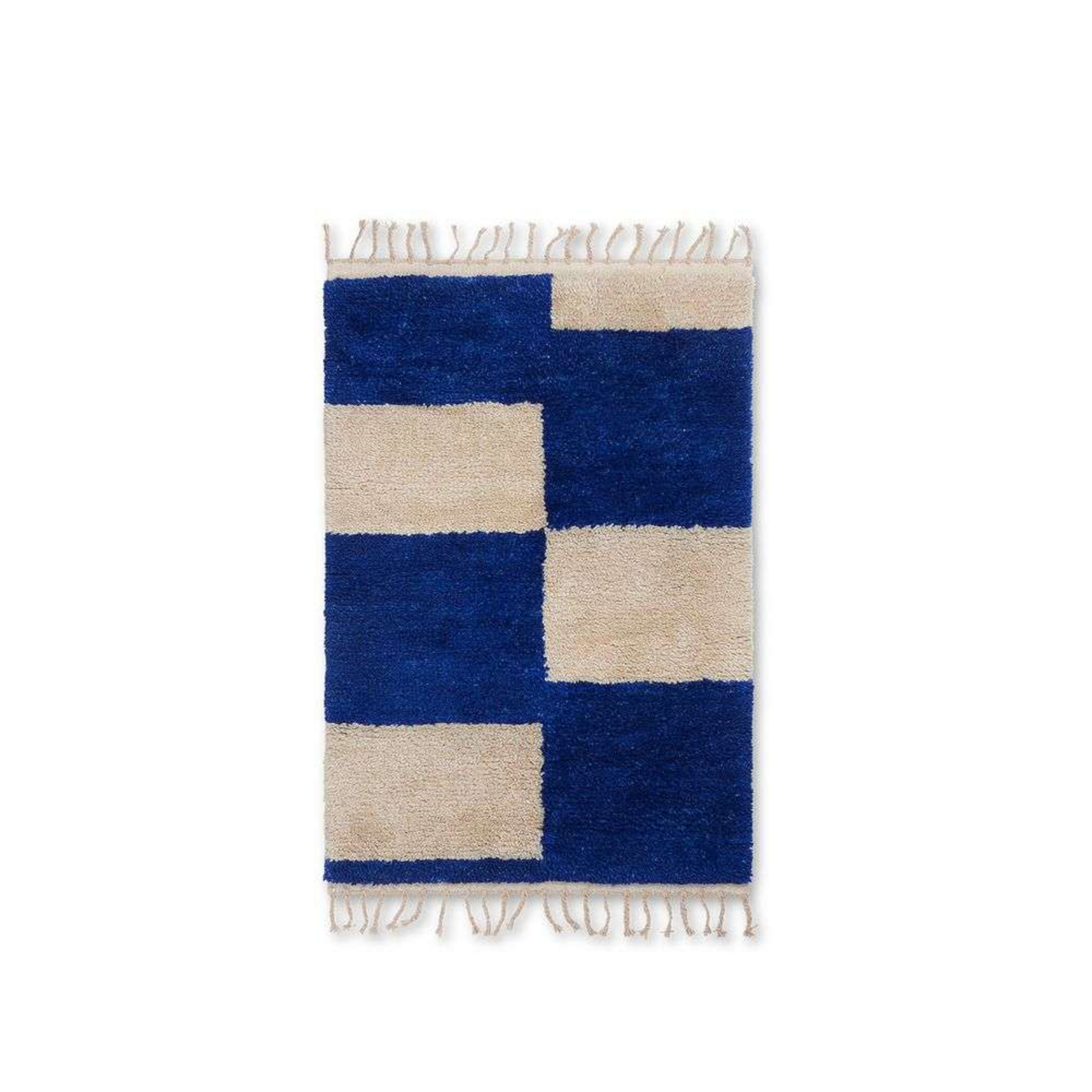 Mara Knotted Teppich S Bright Blue/Off-White - Ferm Living