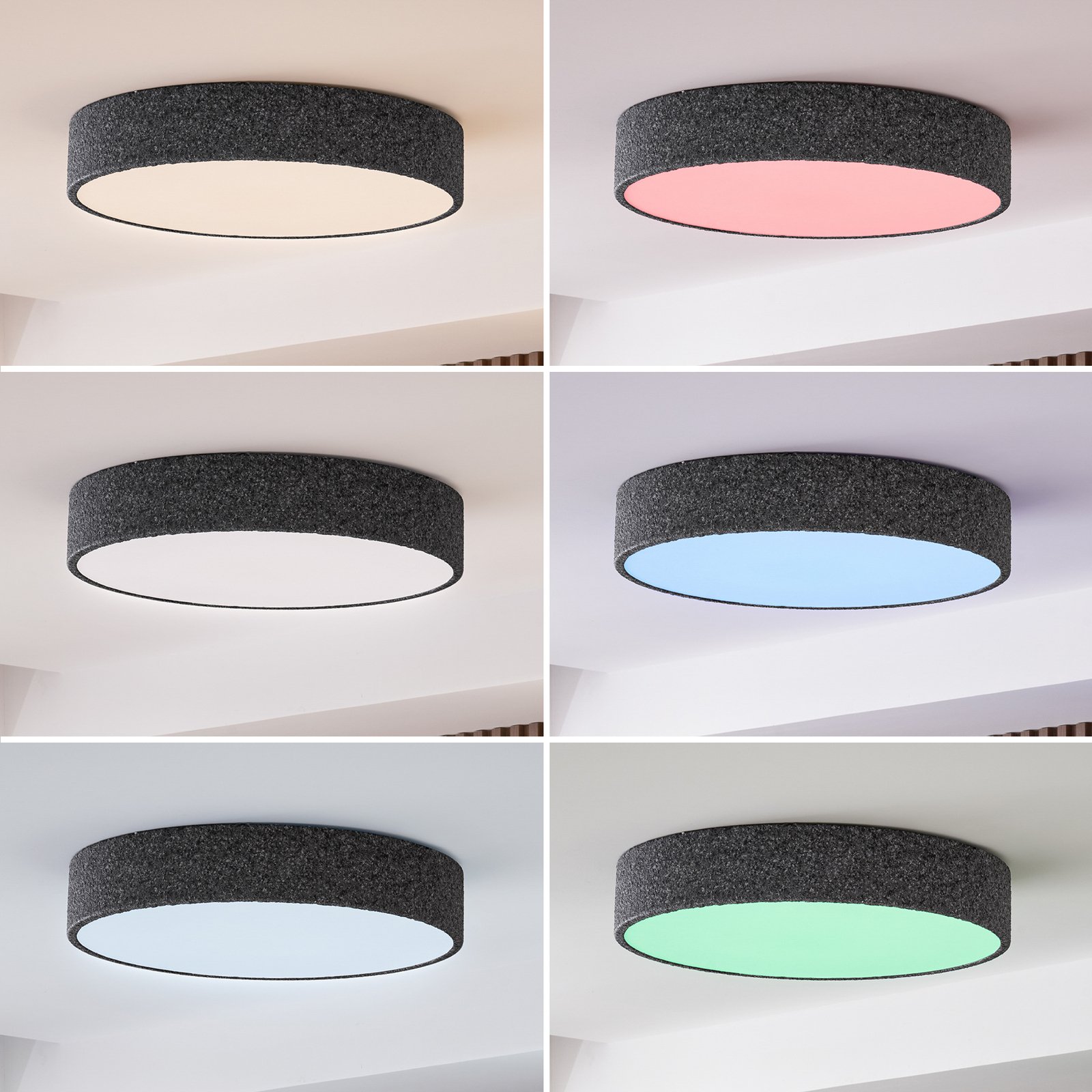 Lindby Smart LED ceiling lamp Elmor Ø 45 cm black RGB CCT