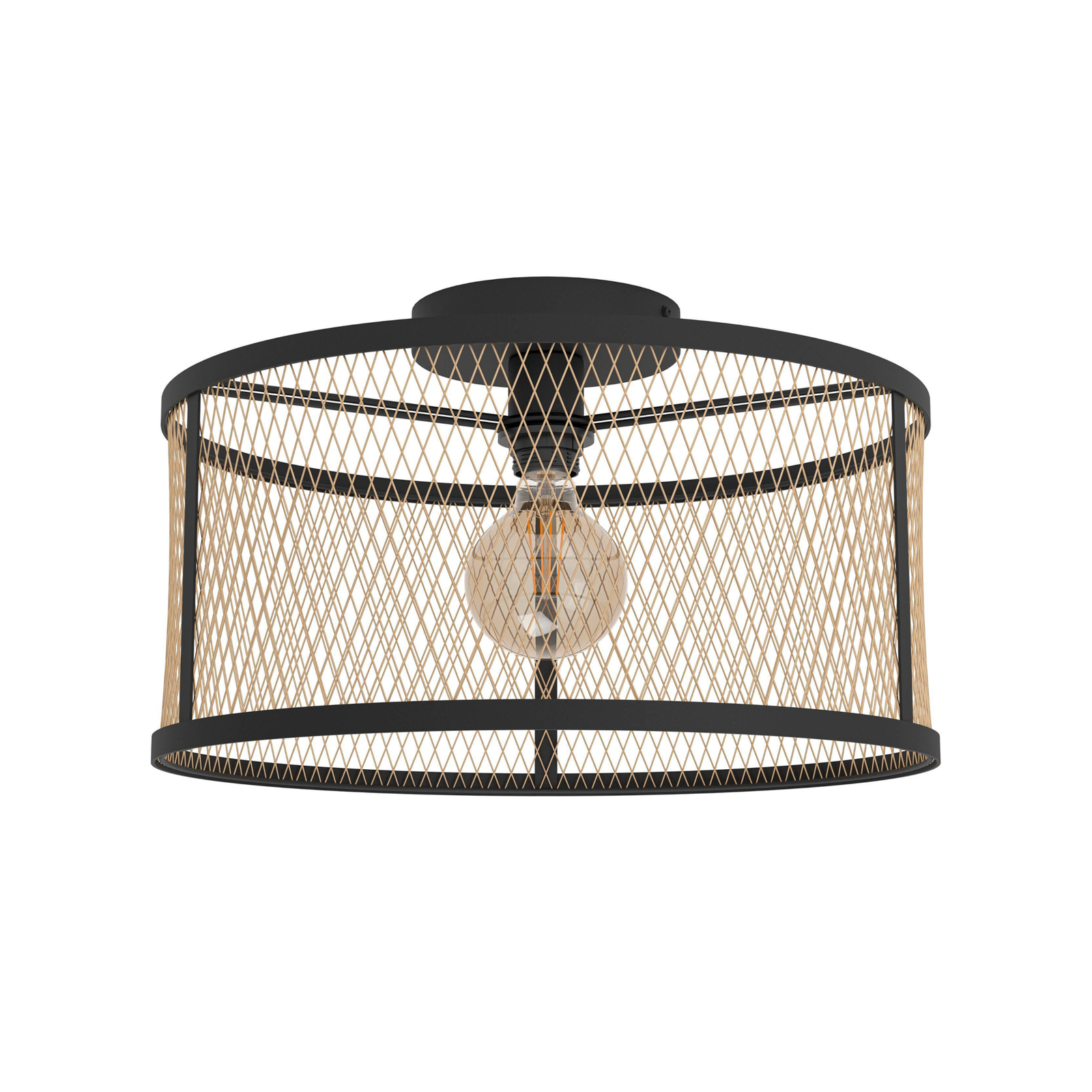 Plafondlamp Dellow, Ø 45 cm, zwart/messingkleurig, staal