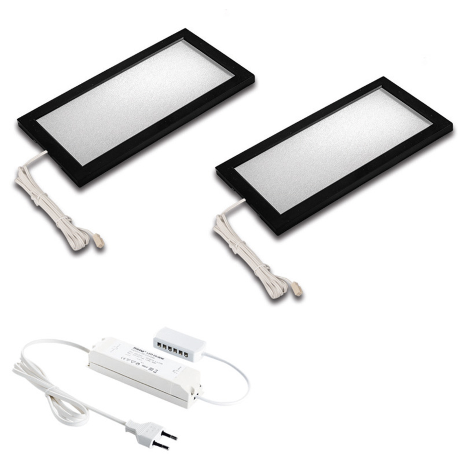 HERA Sky LED under-cabinet lamp set of 2 4,000 K black, for Kitchen, plastic, 6 W, energy efficiency: A+, L: 21 cm, W: 11 cm, H: 0.85 cm