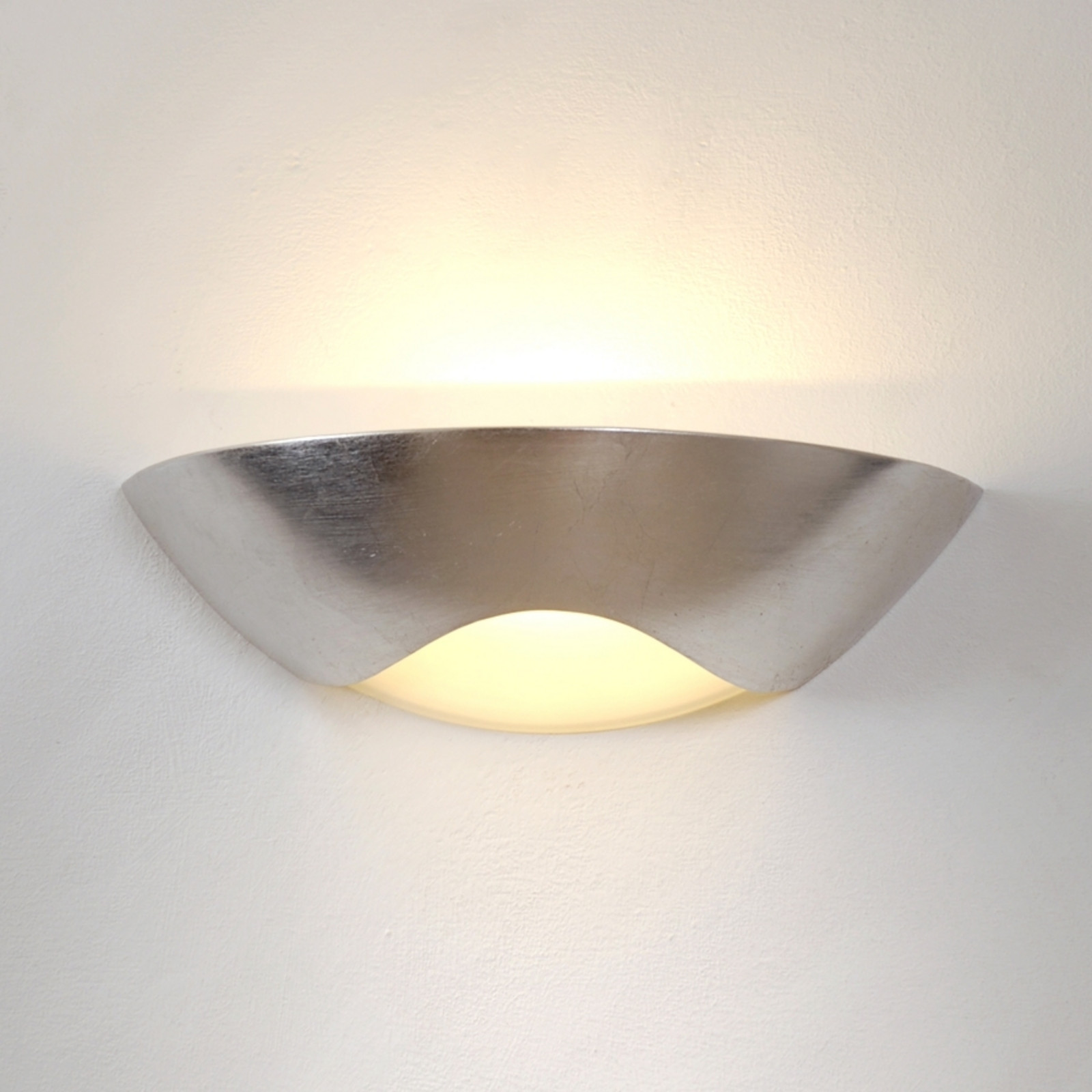 Holländer Aplică de perete elegantă Matteo Curve argintiu - Camera de zi / sufragerie - Modern - alb satinat - Ceramică