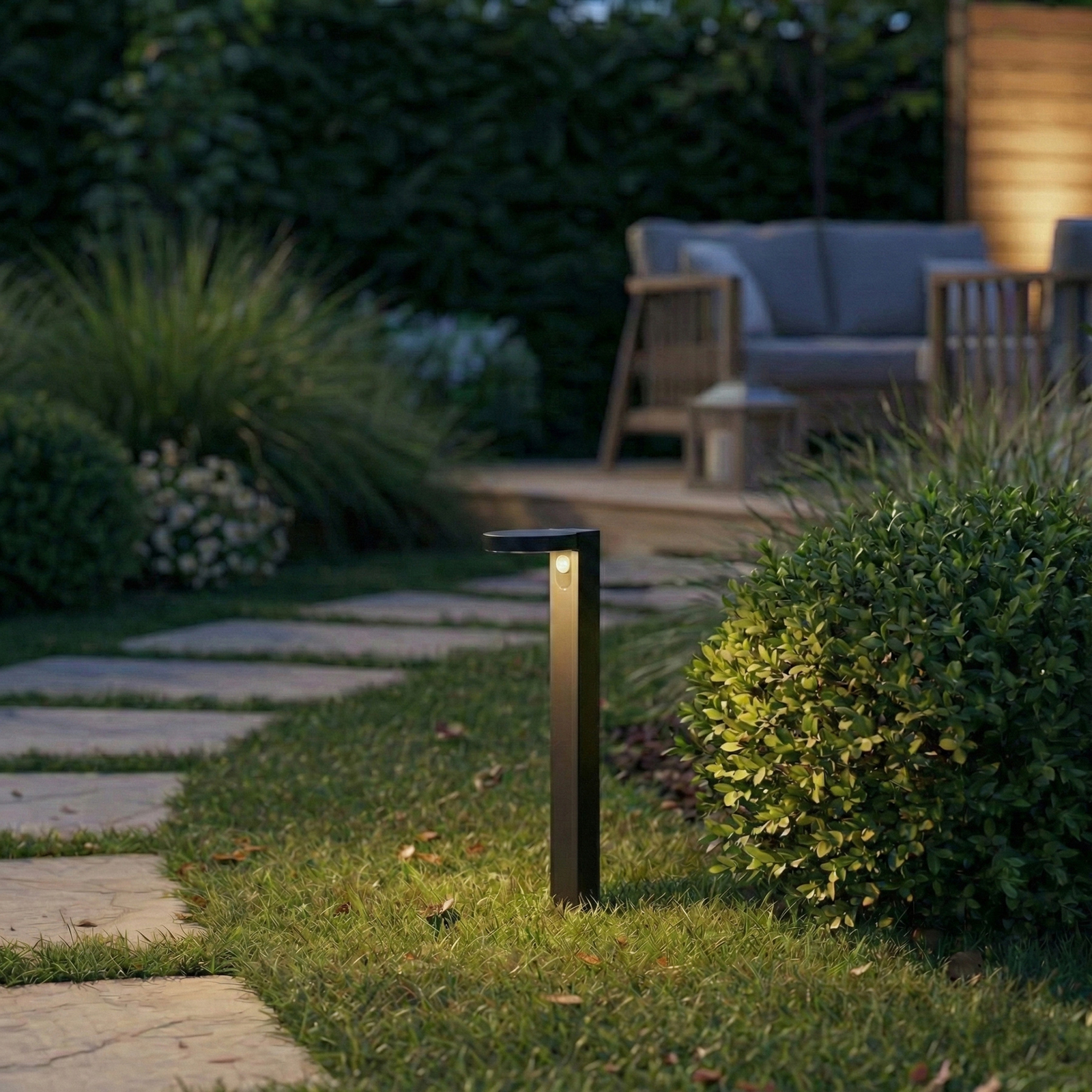 PRIOS LED tuinpadverlichting Tarlson, rond, antraciet, sensor