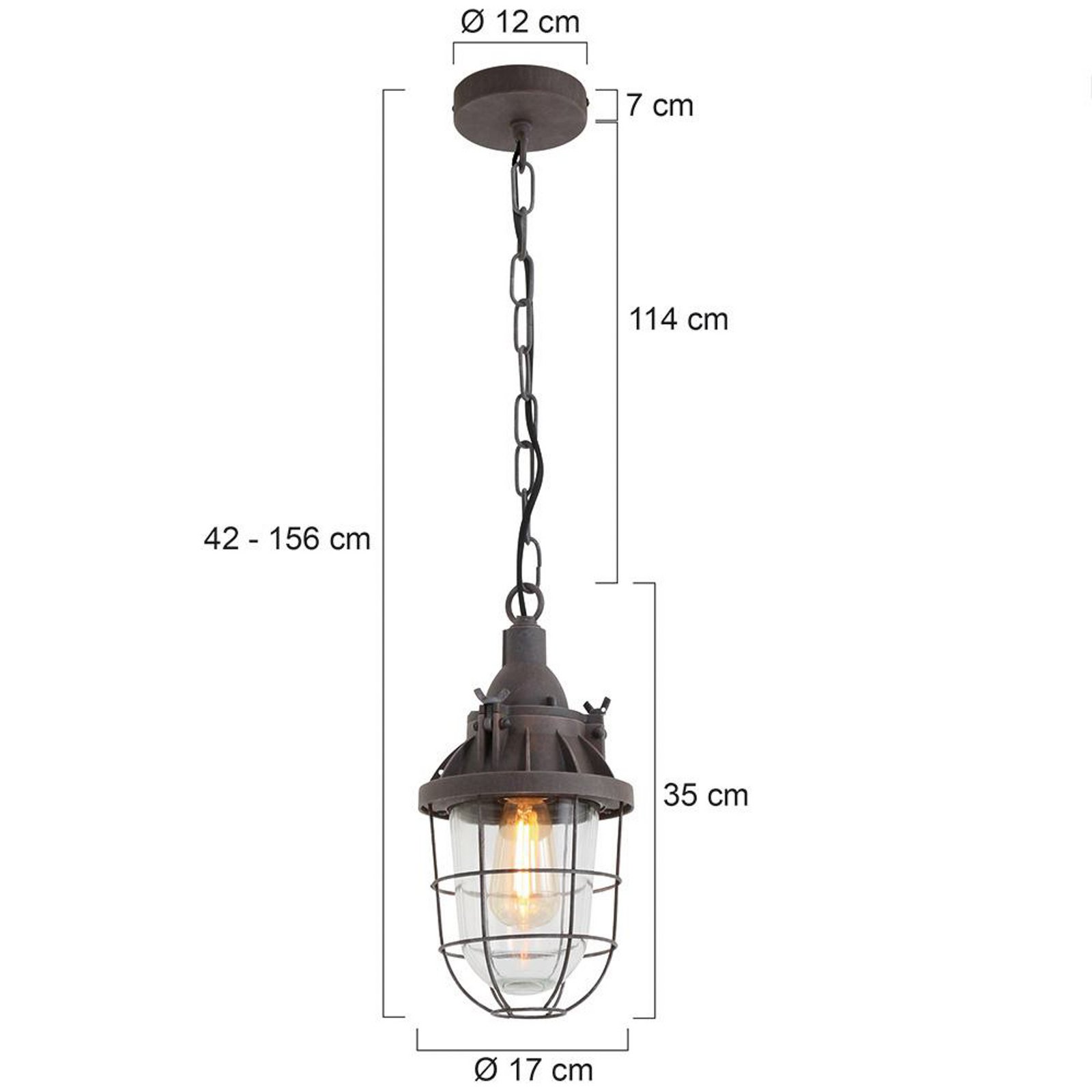 Hängeleuchte Ebbe, braun, Metall, Glas, E27