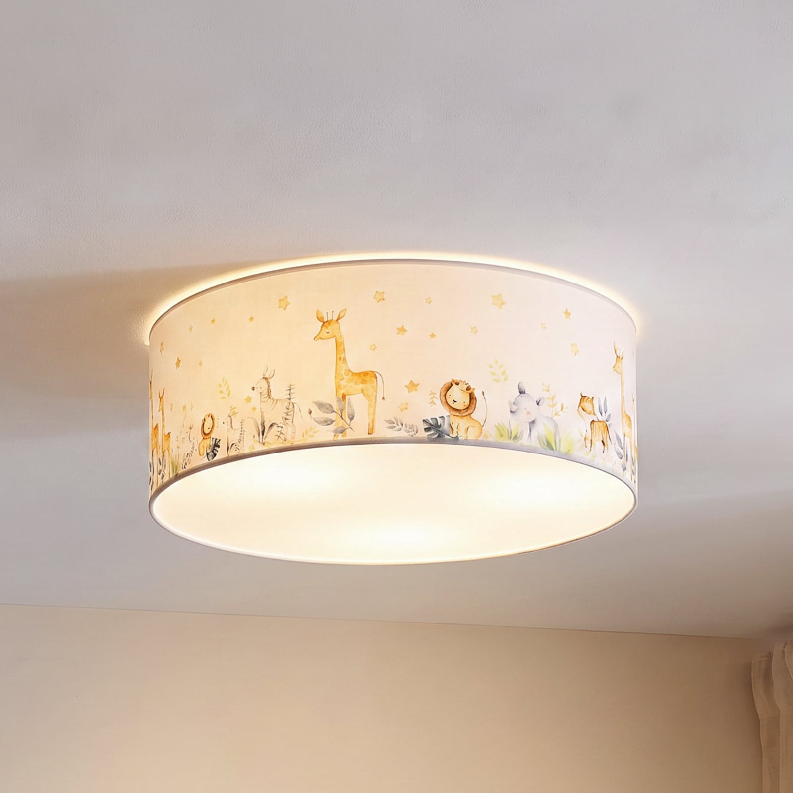 Plafonnier Kids Print, multicolore/blanc, Ø 50 cm, tissu - Duolla