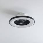 Stropní ventilátor Lindby Smart LED Paavo, černý, tichý,Tuya