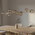 Rossi pendant light, beige, length 130 cm, 8-bulb, glass/metal