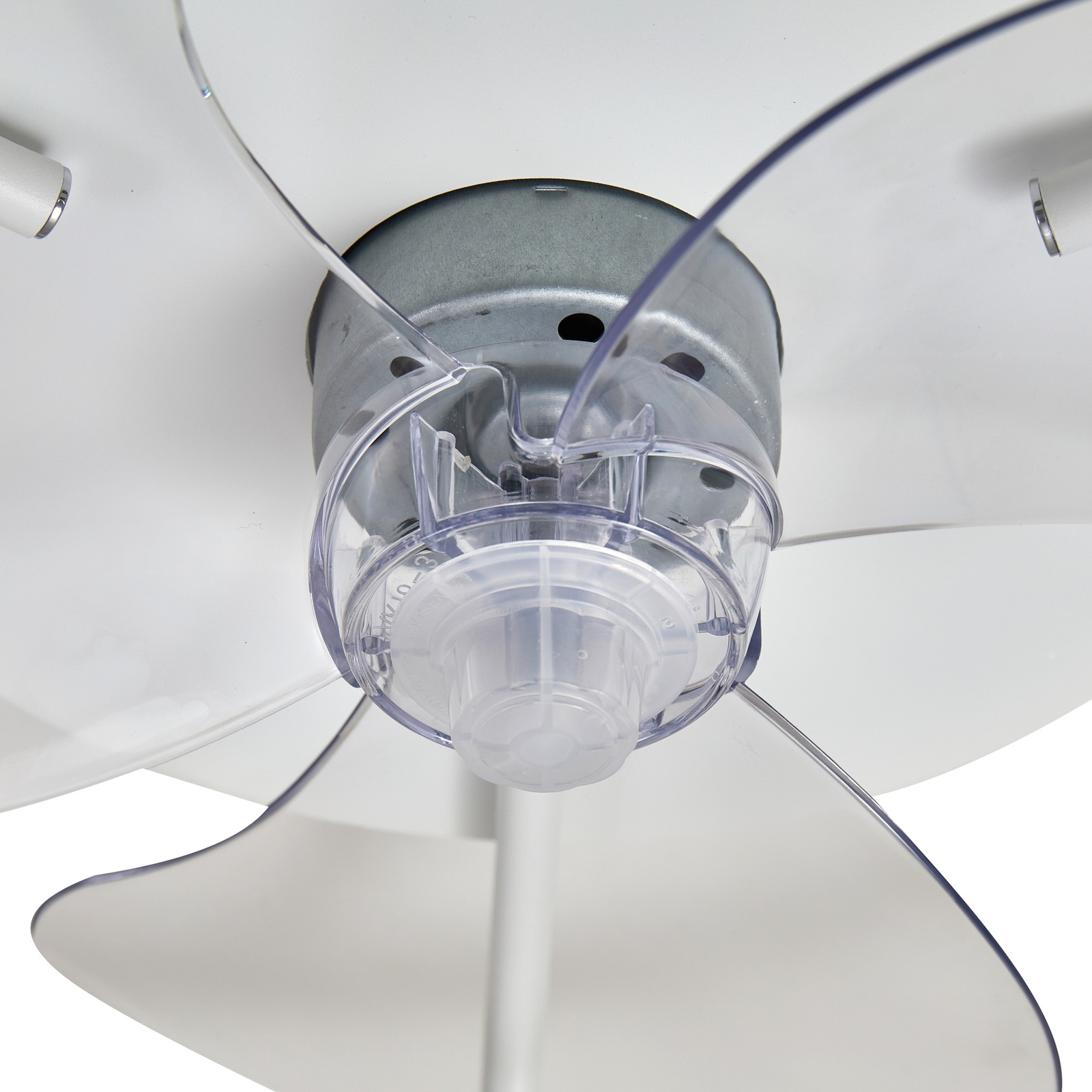 Ventilador de teto LED Lindby Momitu, branco, alumínio, Ø 14 cm