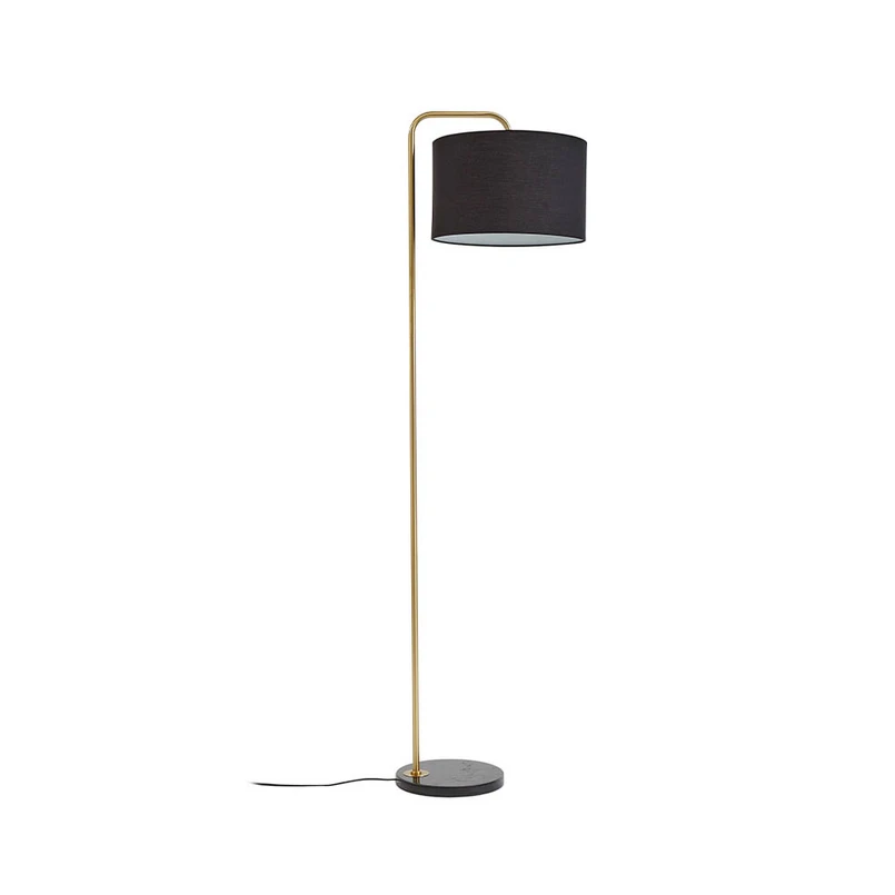 Lindby gulvlampe Hillary, sort/guld, marmor, 153 cm