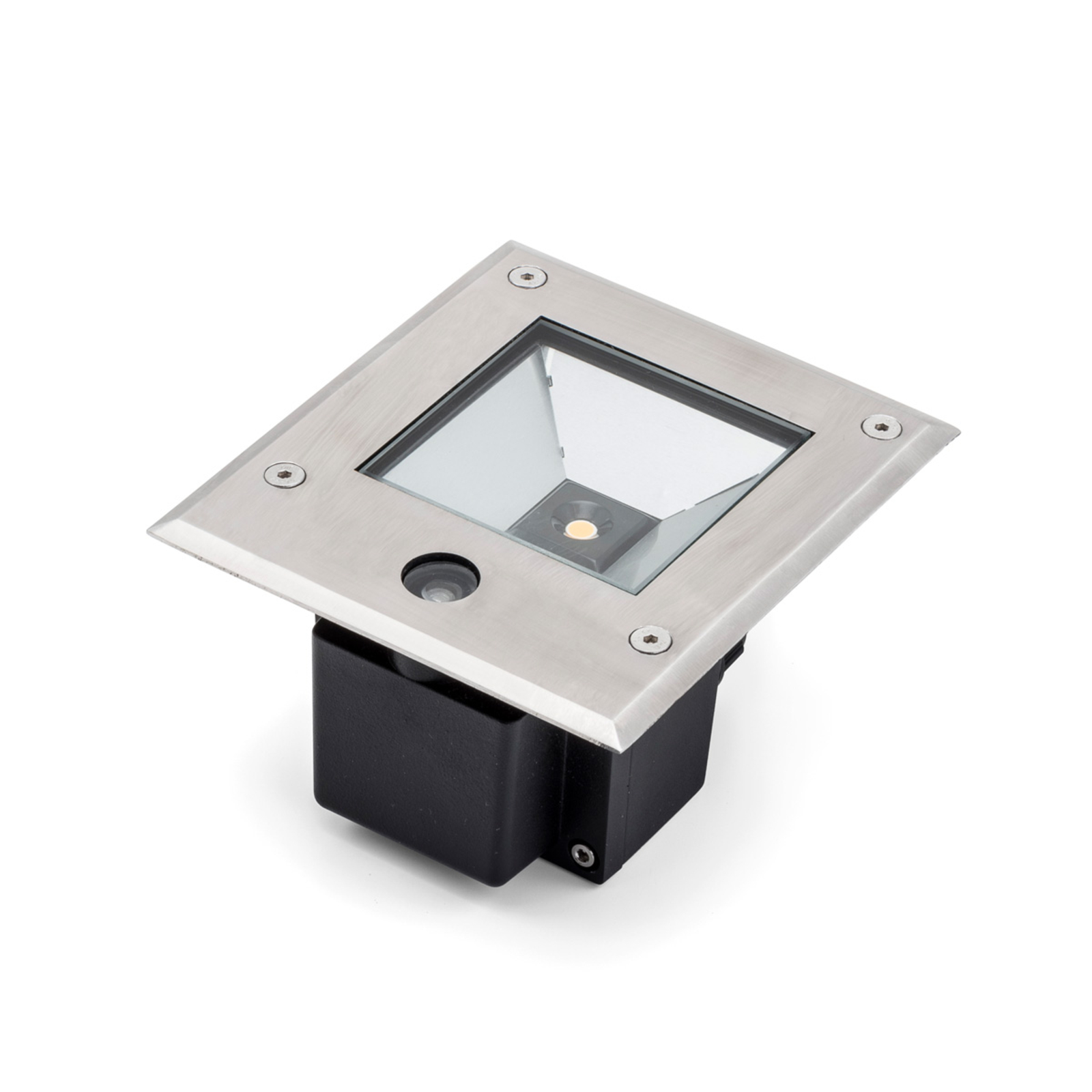 Konstmide Dale LED deck light 12 W twilight sensor, aluminium, glass, 12 W, energy efficiency: A+, L: 17.5 cm, W: 15.5 cm, H: 0.4 cm
