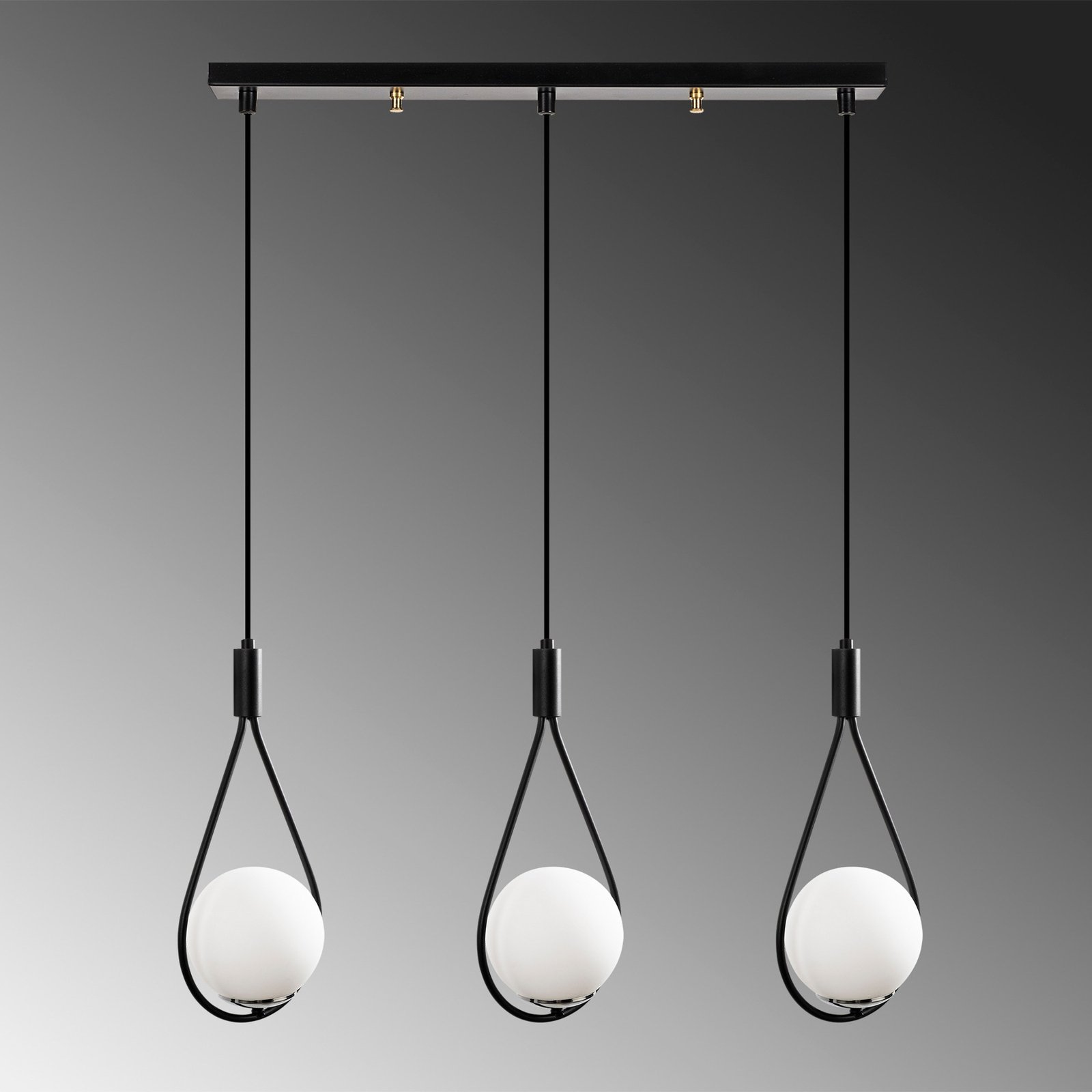 Hanglamp Mudoni MR-939 3-lamps zwart/opaalglas