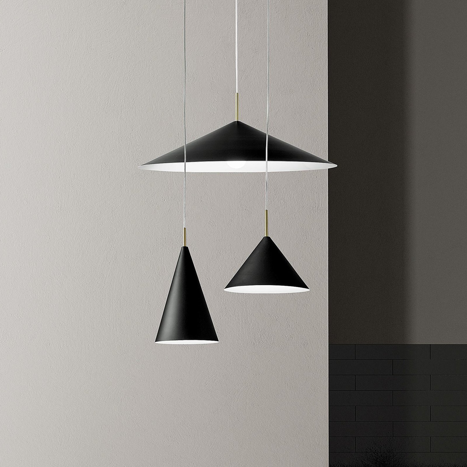 Samoi hanglamp, 3-lamps, metaal, zwart, gedecentraliseerd