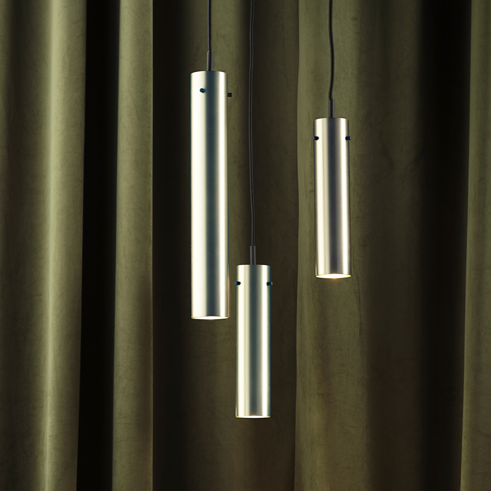 FRANDSEN pendant light FM2014, polished steel, height 36 cm