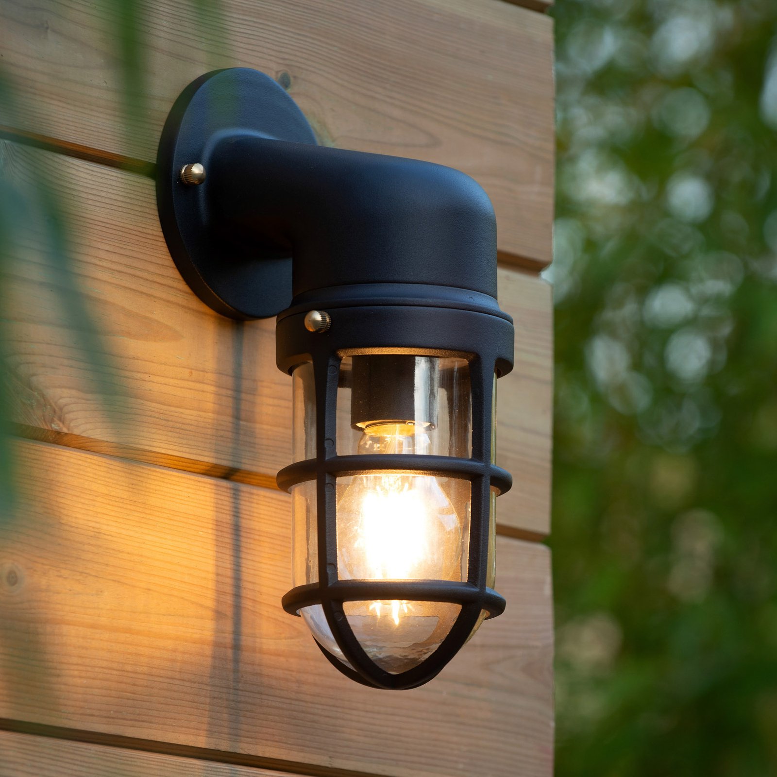 Dudley outdoor wall light, projecting at the bottom, black