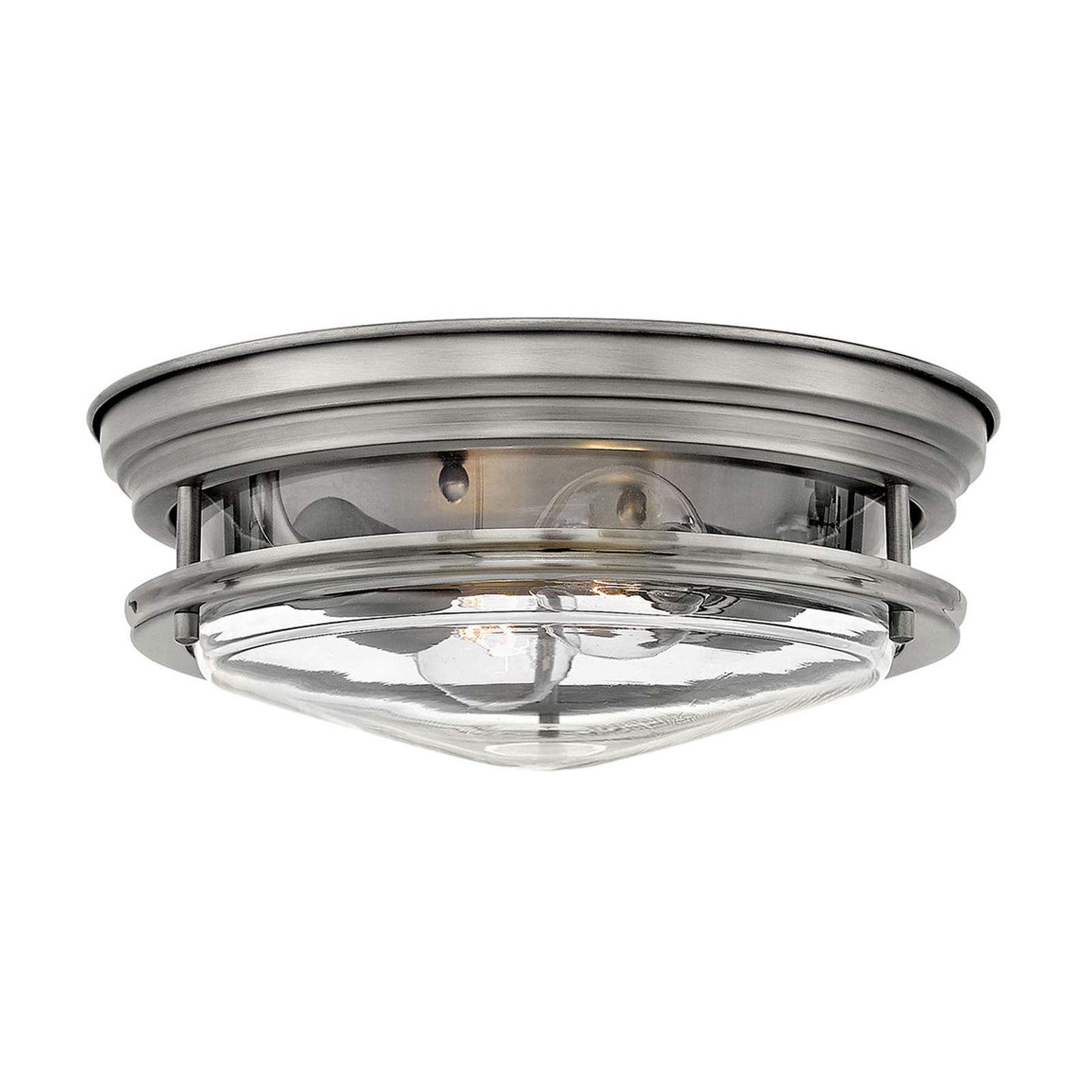 Hadrian outdoor ceiling light, antique nickel/clear