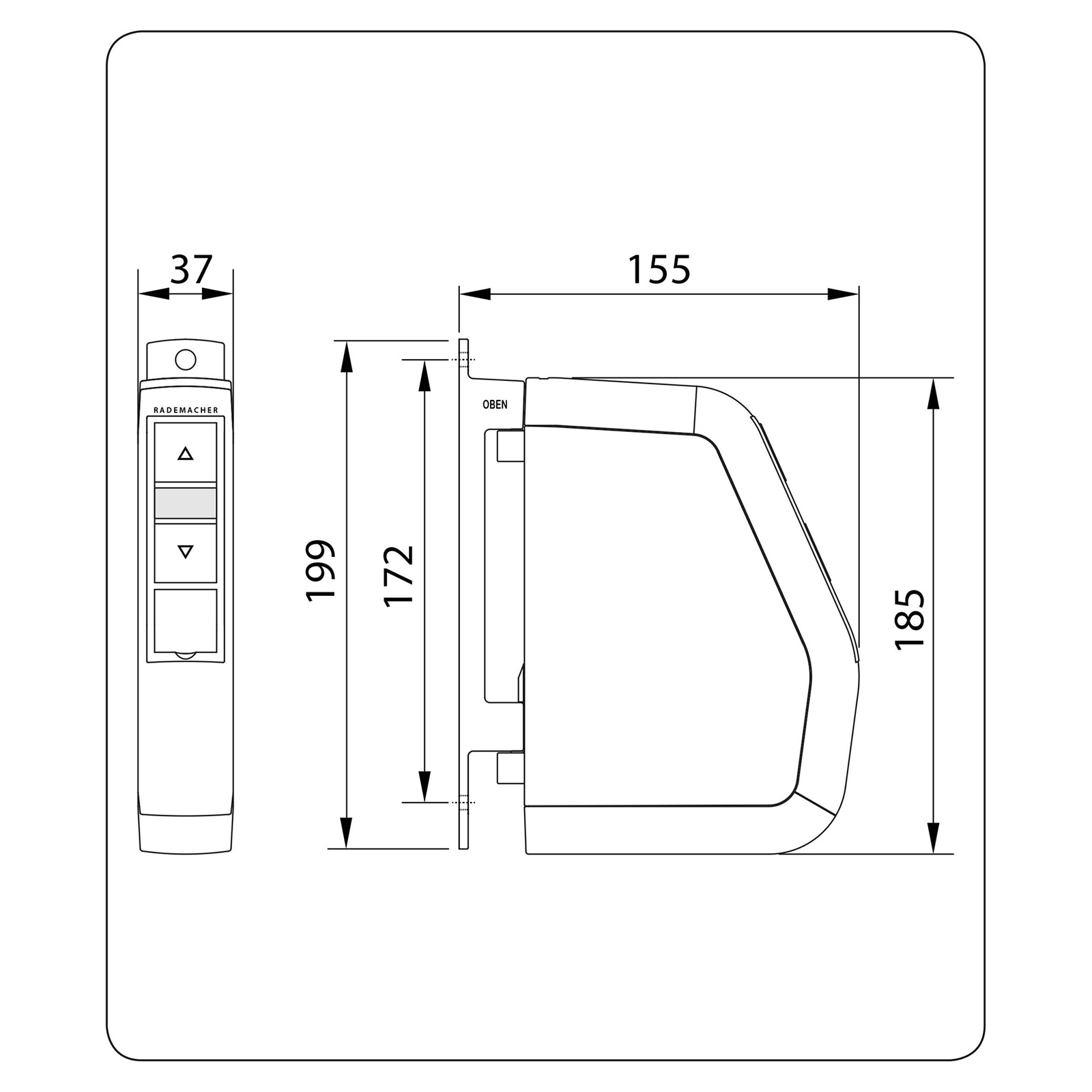 RADEMACHER Rademacher RolloTron Comfort swivel winder, W: 3.7 cm, H: 18.5 cm