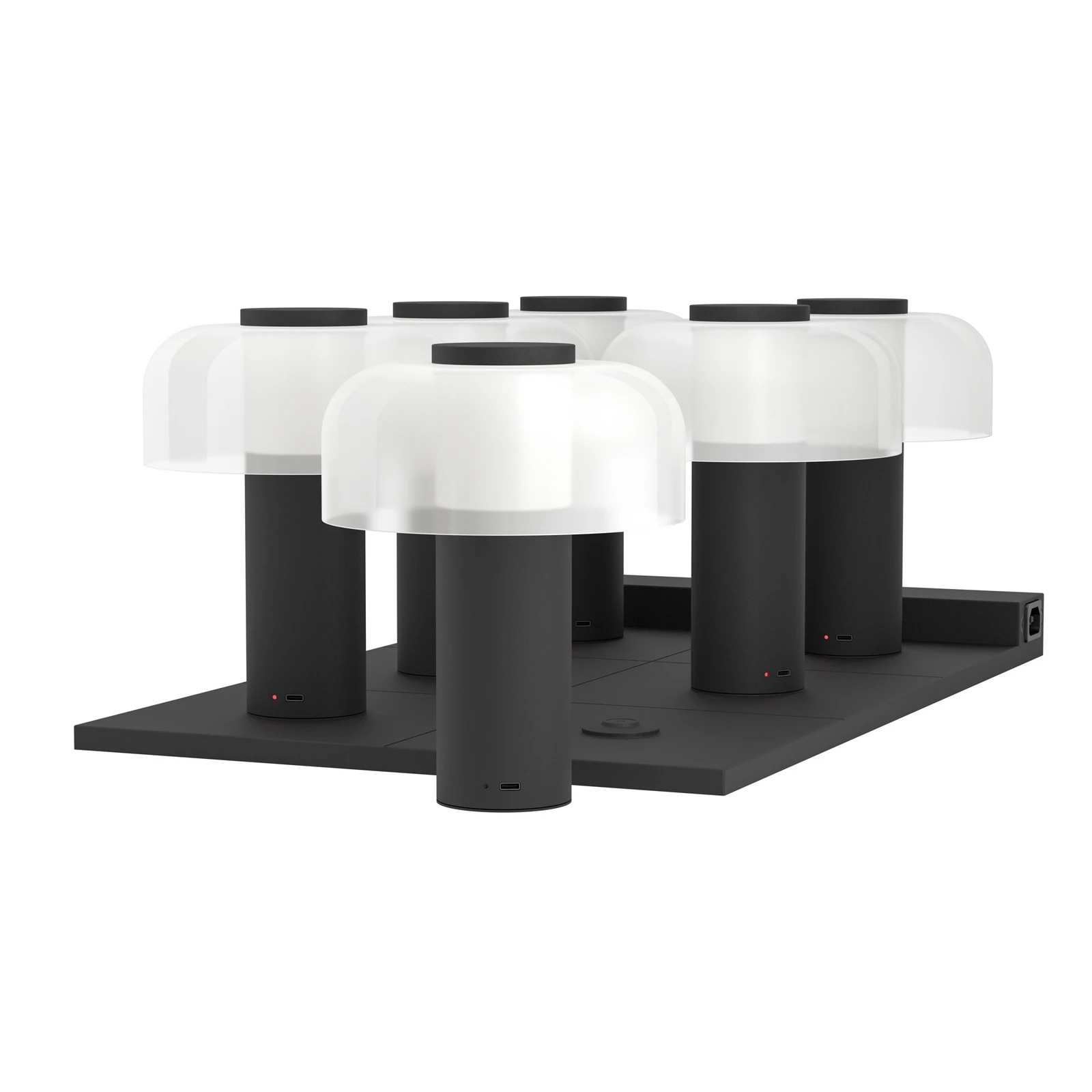 Candeeiro de mesa LED recarregável Ponente, Ø 16 cm, preto/branco, CCT