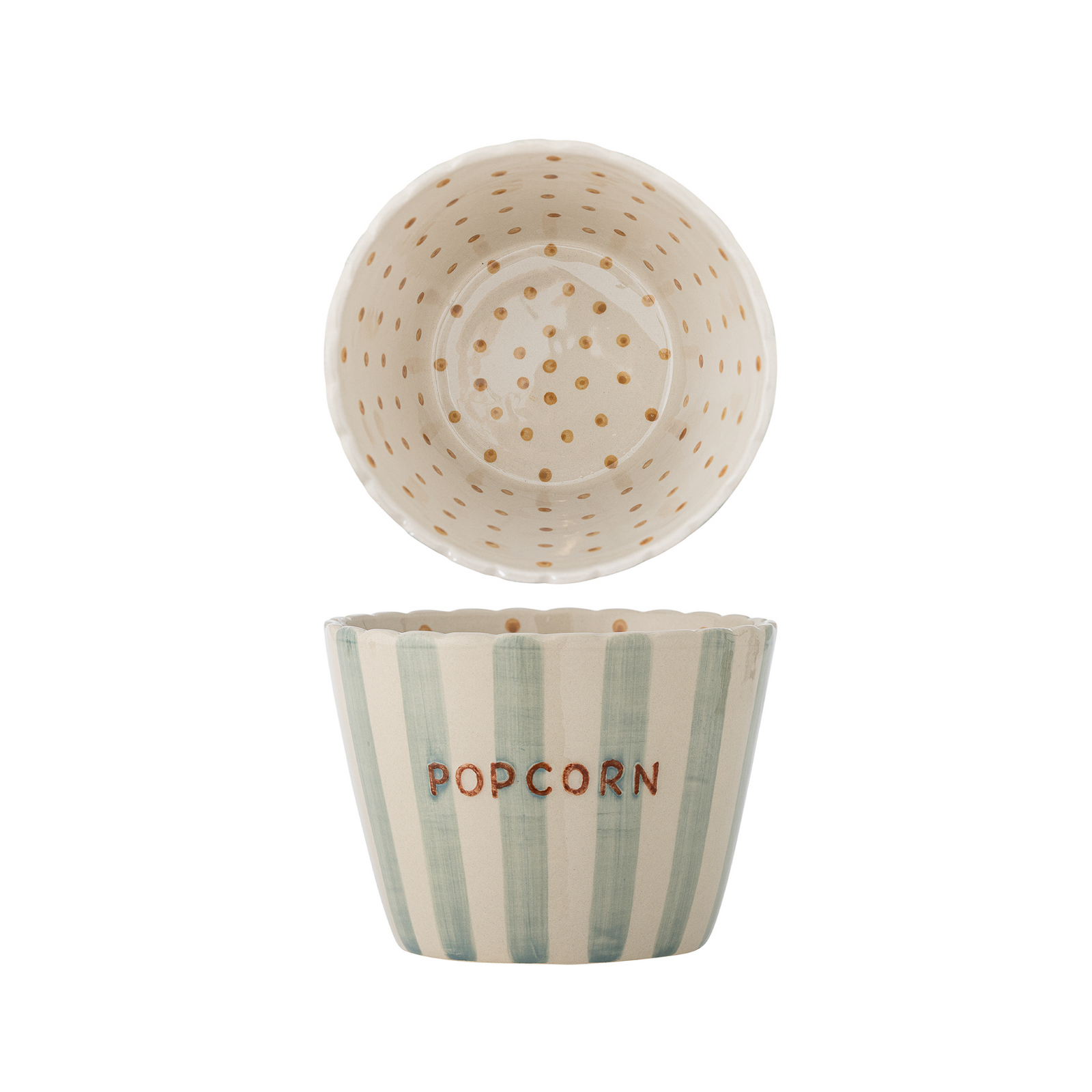 Miska na čipsy, zelená/biela, výška 14 cm, keramika – Bloomingville