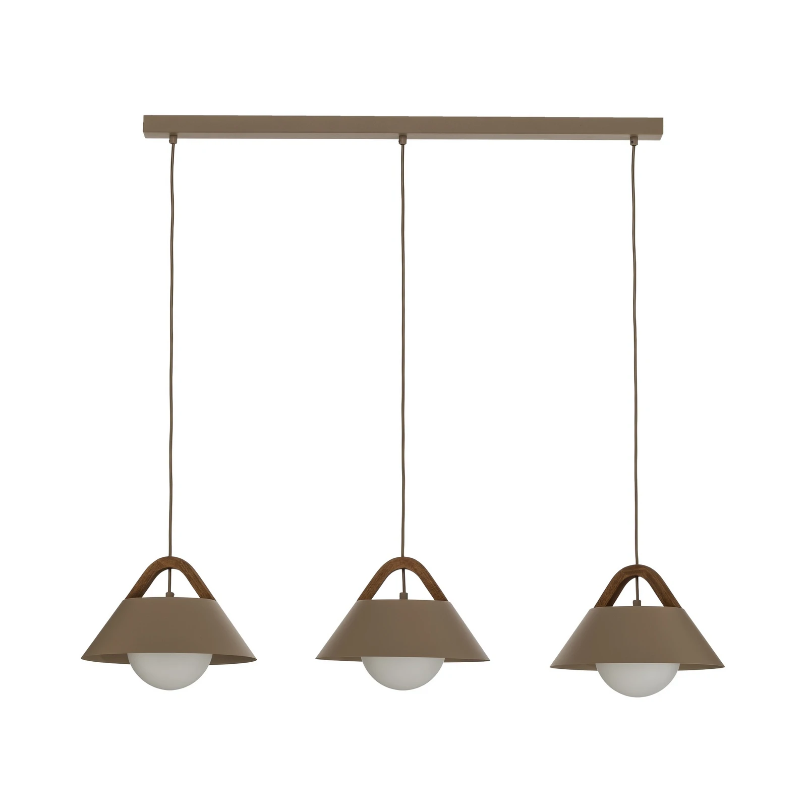 Lámpara colgante Funda, beige, longitud 110 cm, 3 luces, metal/cristal