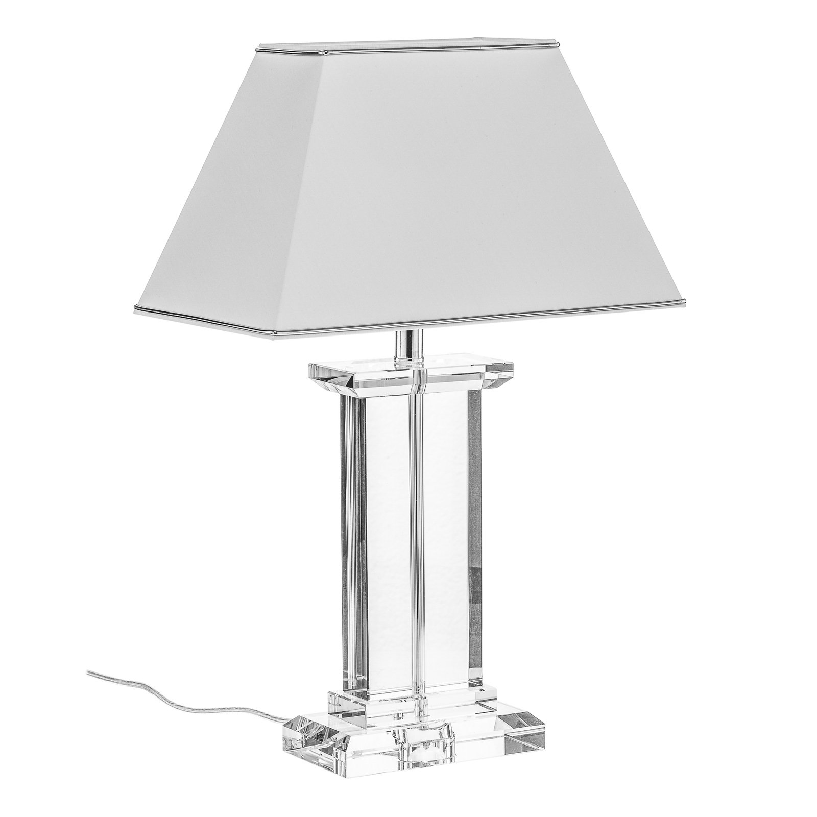 Lámpara de mesa Veronique, pie ancho, blanco/cromo