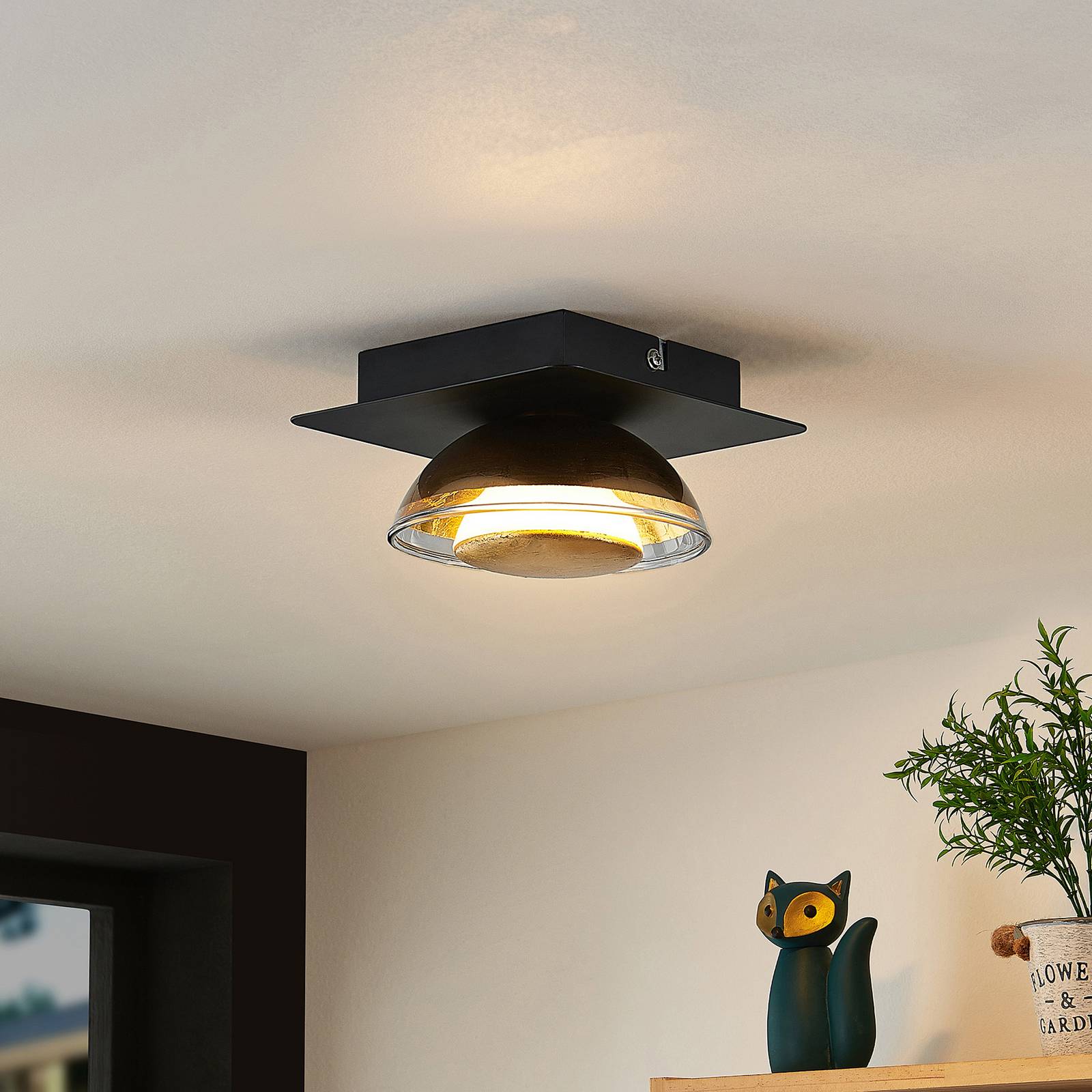 Lindby Erin lampa sufitowa LED czarna kwadratowa