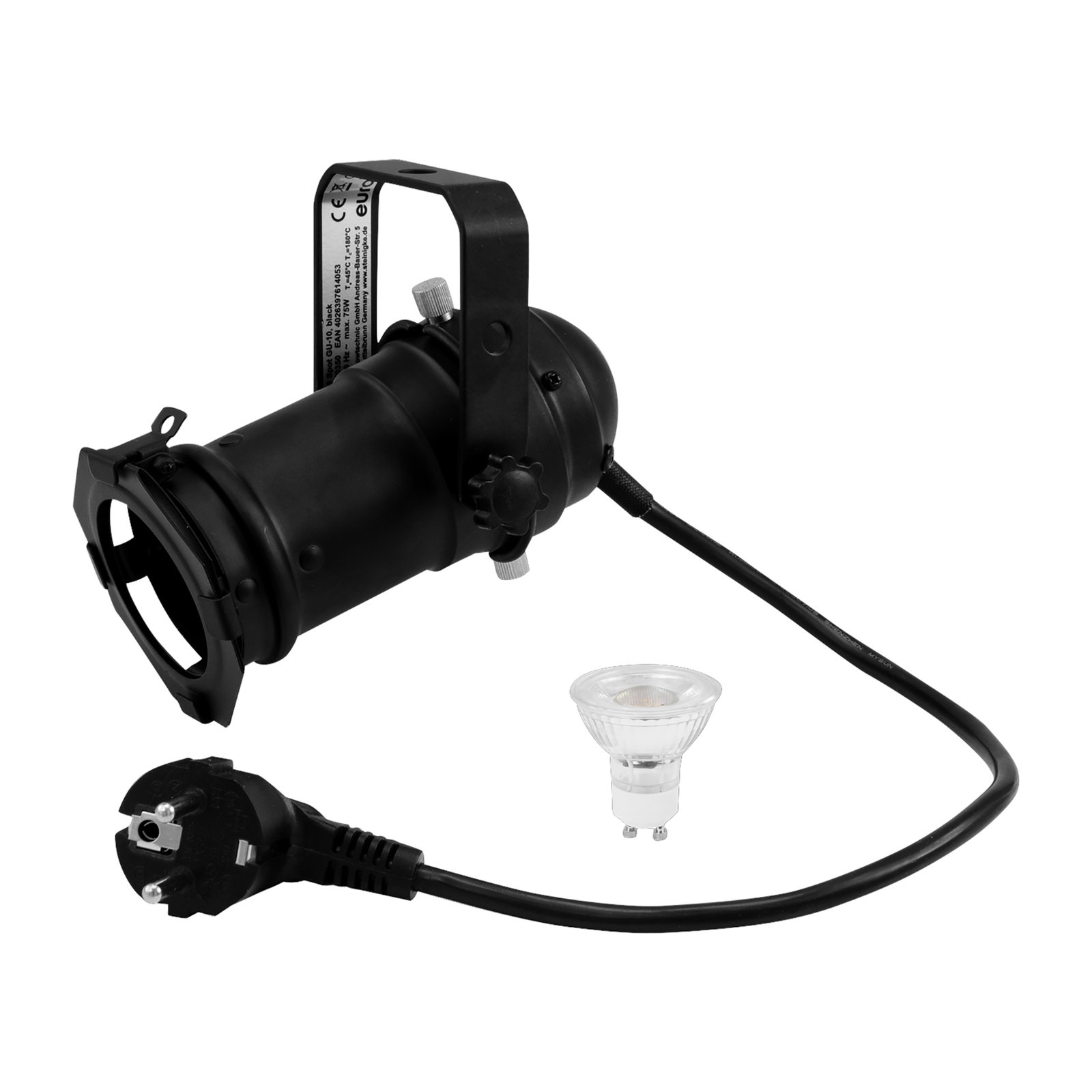 EUROLITE Set PAR-16 spotlight with plug, GU10 LED