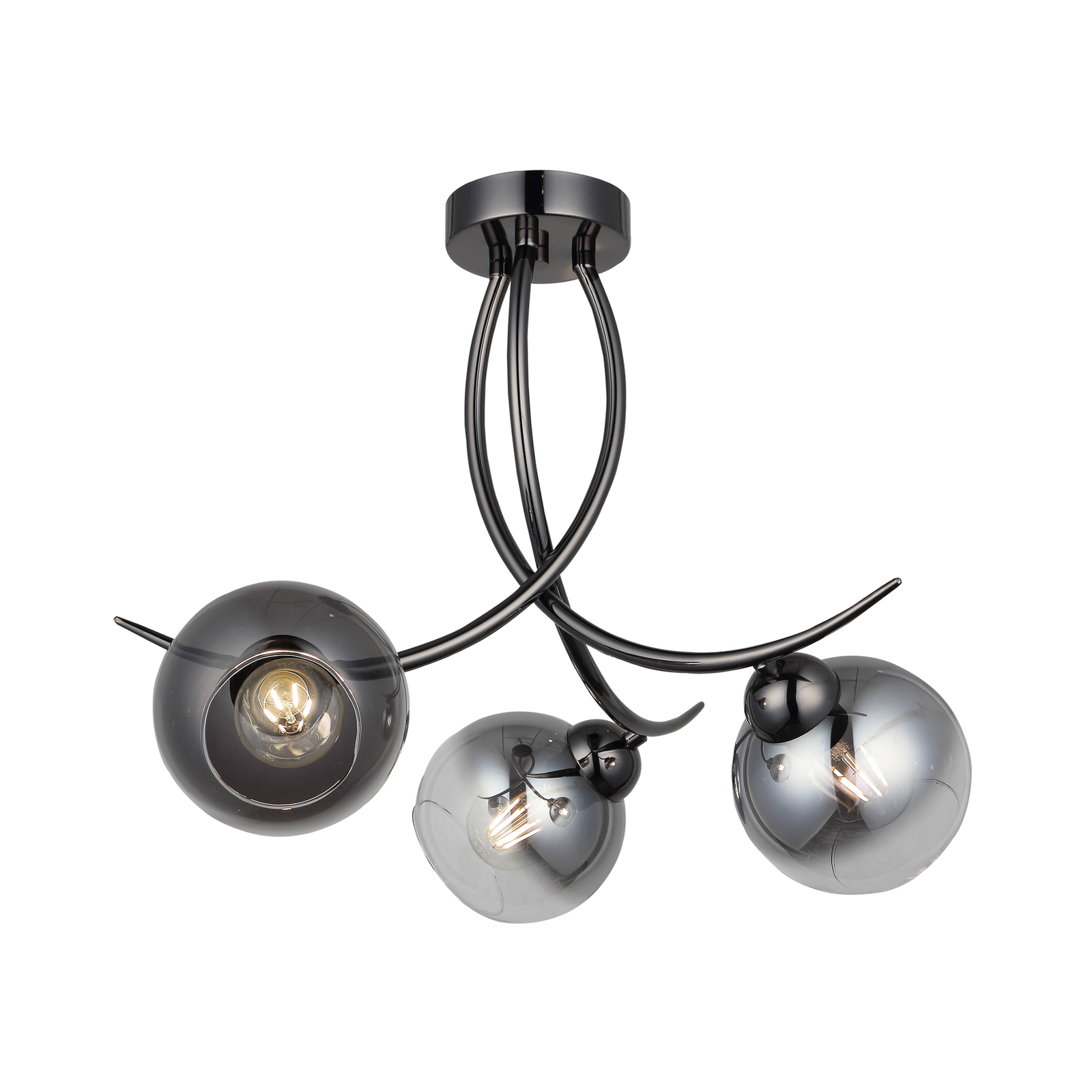 Plafondlamp Framo, zwart-chroom, 3-lamps