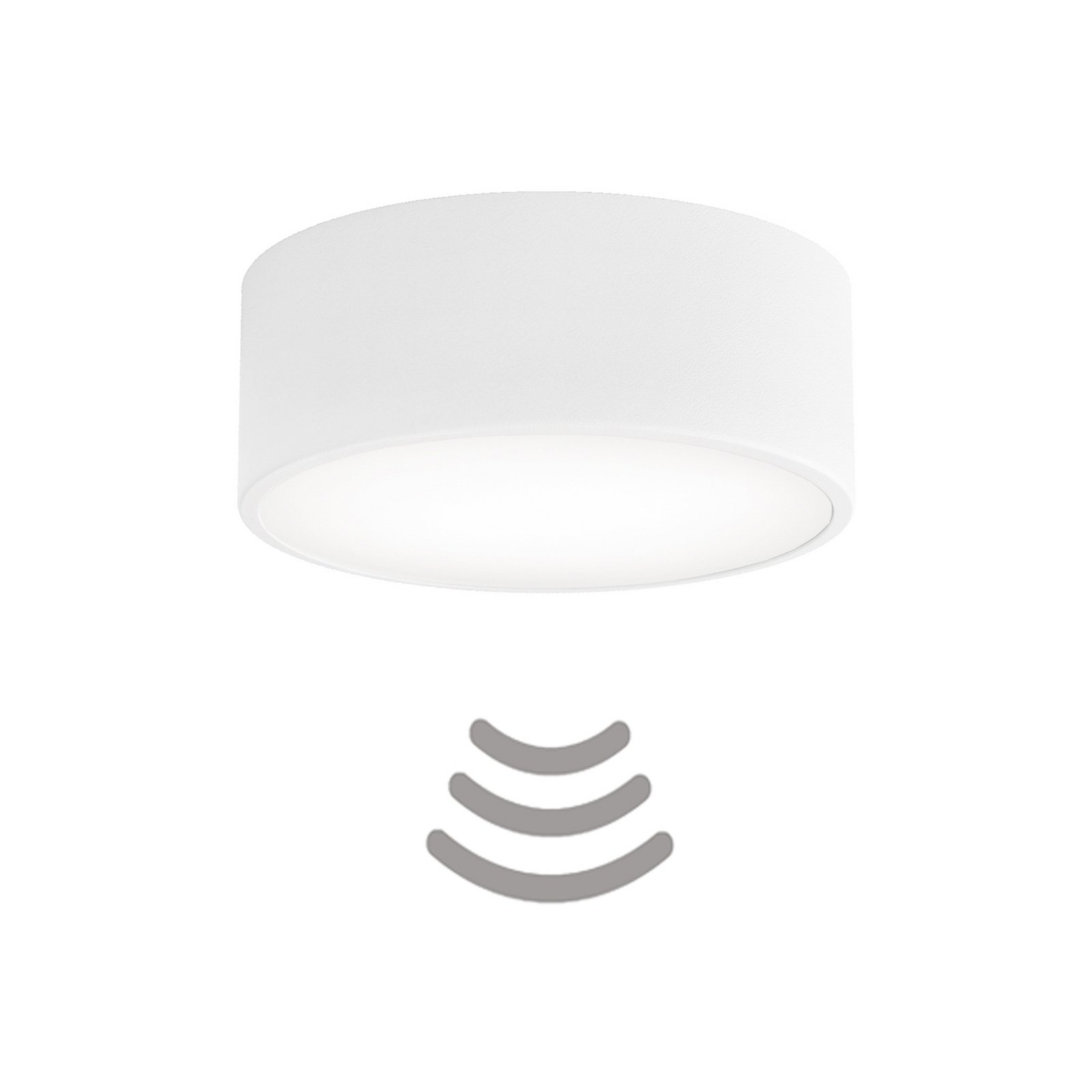 Stropna svetilka Cleo 200, bela, senzor, IP20, Ø 20 cm, E27