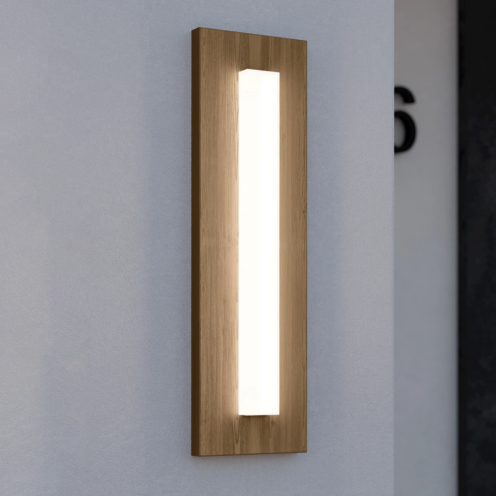 LED-Außenwandleuchte Bitetto, Kunststoff, Holzoptik