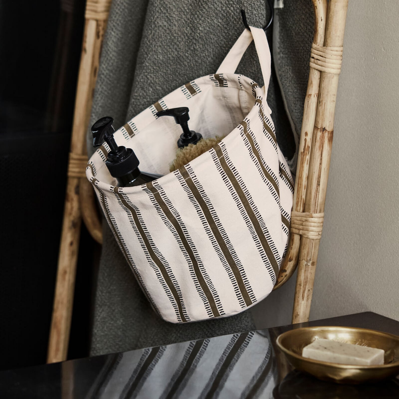 Cestino portaoggetti HDVibes bianco/marrone 20x20 cm - House Doctor