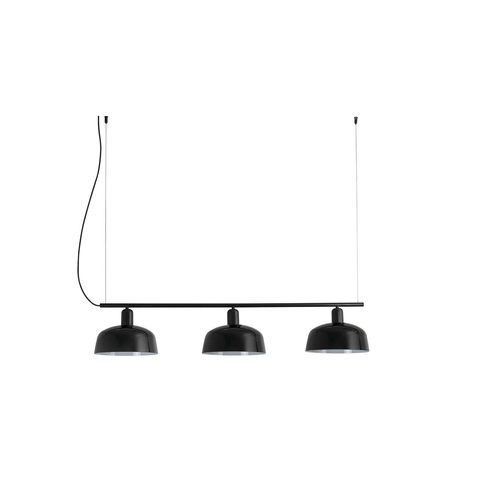 Suspension Tatawin, noir, verre, longueur 100 cm, à 3 lampes.