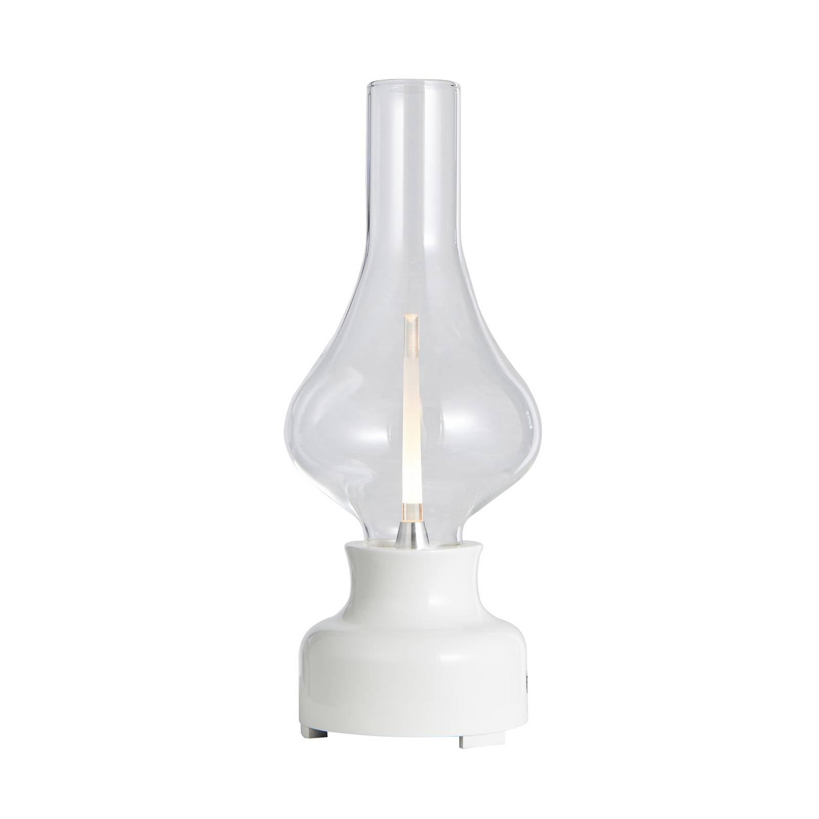 Lindby LED-Akkutischleuchte Maxentius, creme, Glas, Dimmer