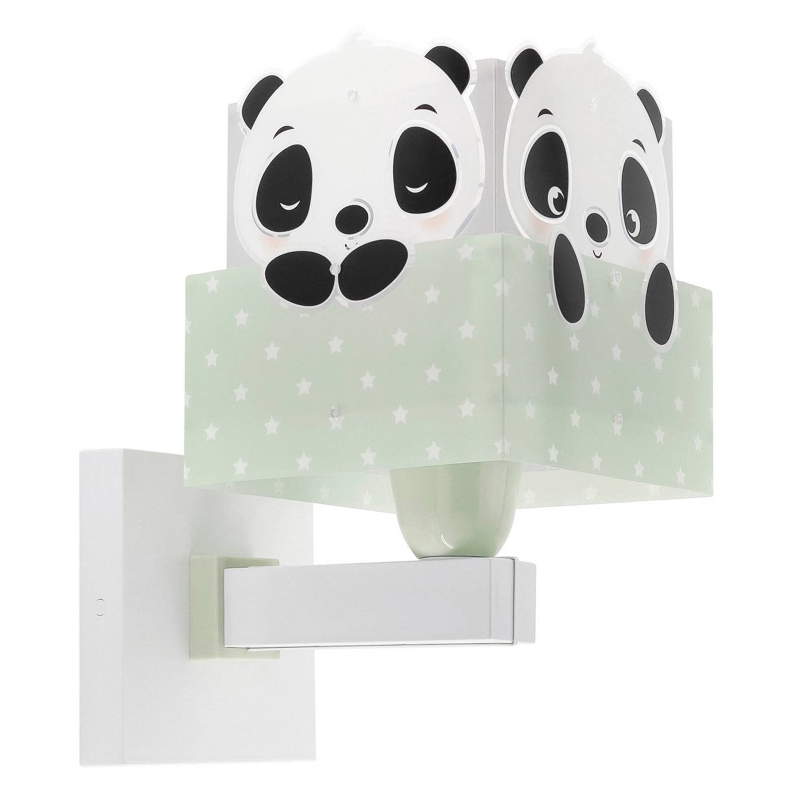 Dalber Panda wall light with a plug, green, for Children's Room, plastic, E27, 60 W, L: 13.5 cm, W: 13.5 cm, H: 25 cm