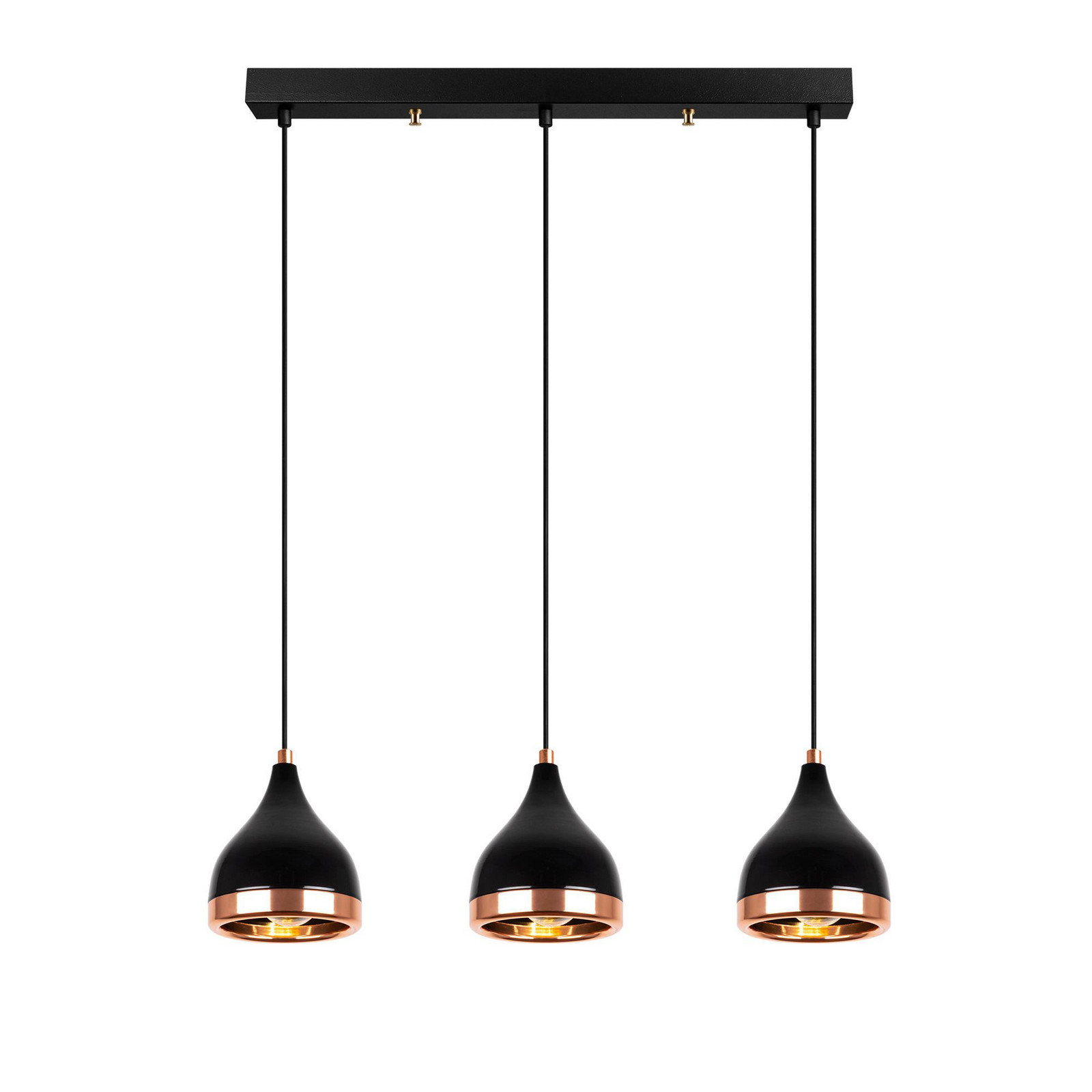 Yildo pendant light, length 65 cm, black/copper, metal