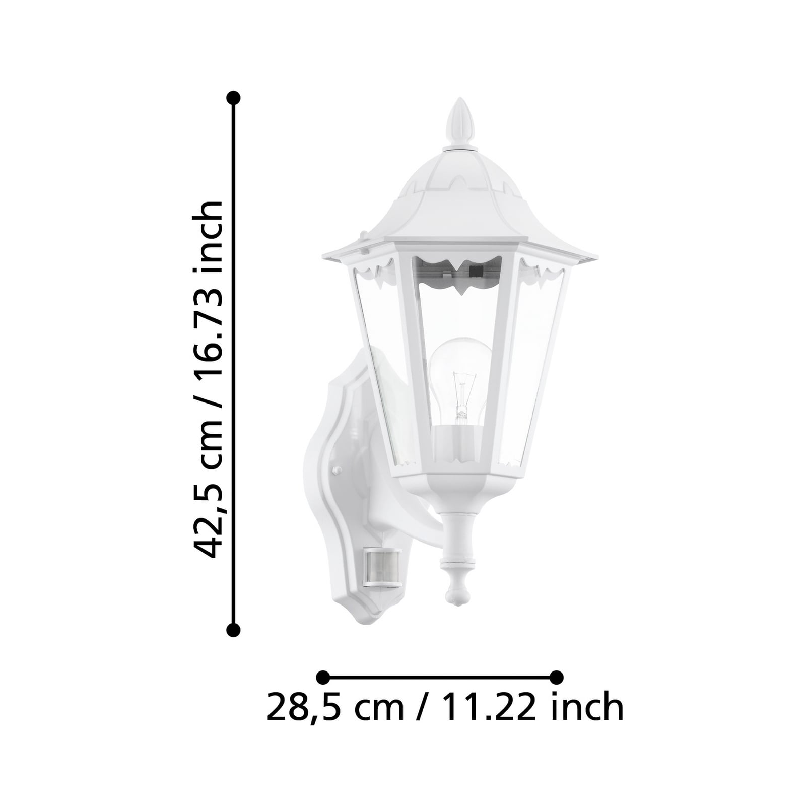 Außenwandlampe Navedo, weiß, Höhe 42 cm, Metall, Sensor