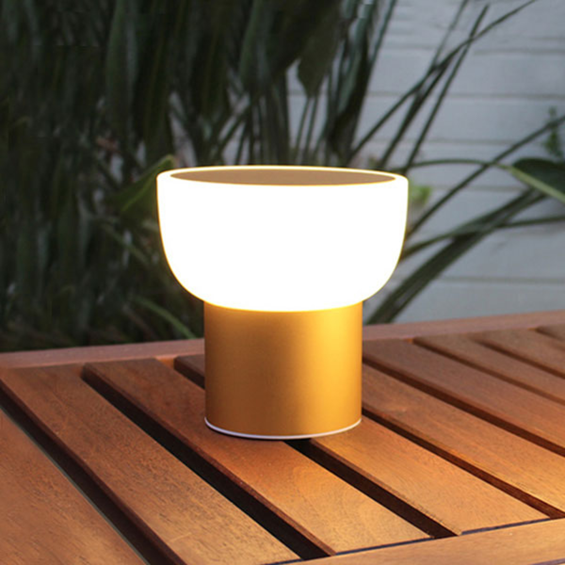 ALMA LIGHT BARCELONA LED outdoor light Patio, gold, 16 cm, 1 USB port, polyethylene, aluminium, 3 W, energy efficiency: A+, H: 16.5 cm