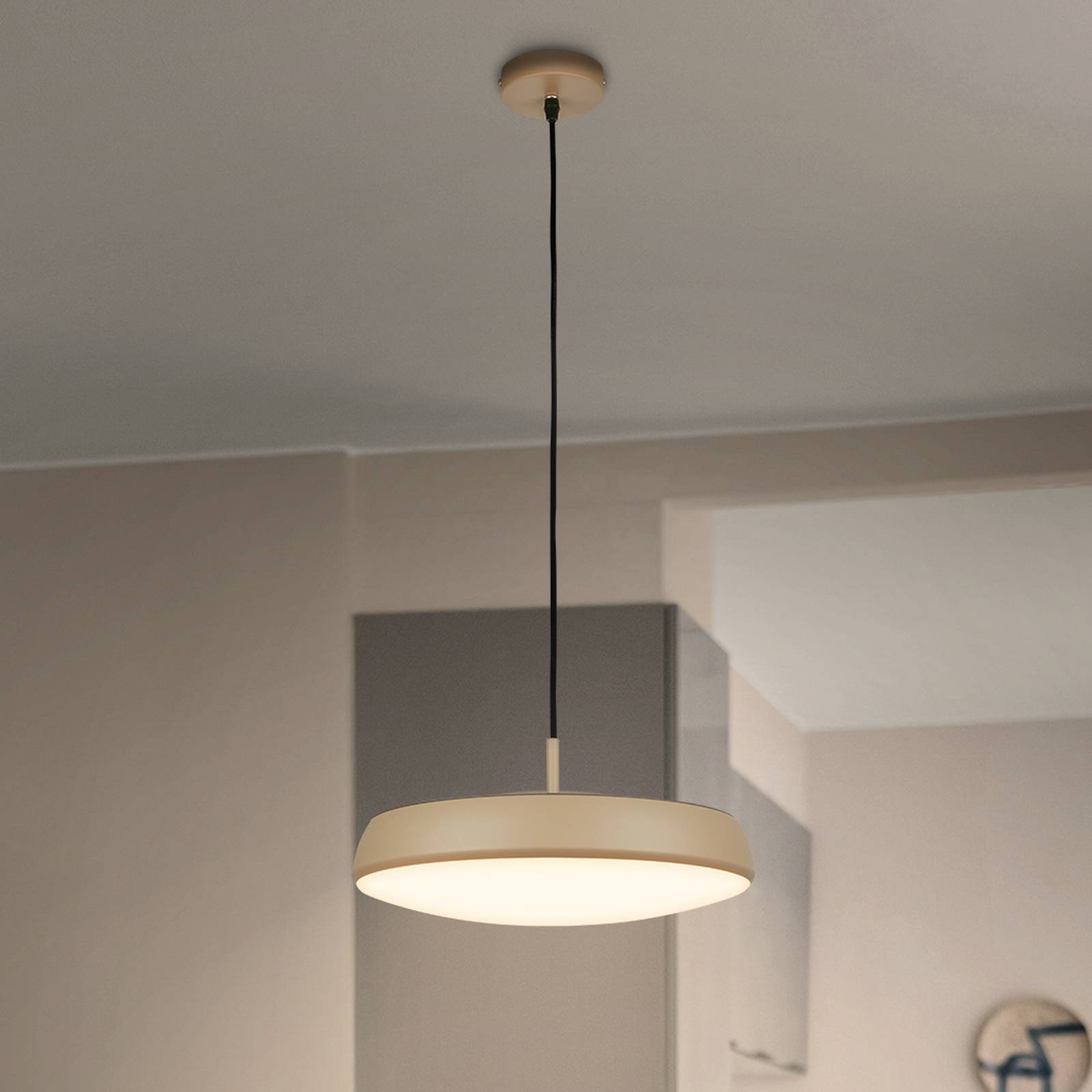 LED-pendellampe Nala, beige, metal/plast, Ø 35 cm